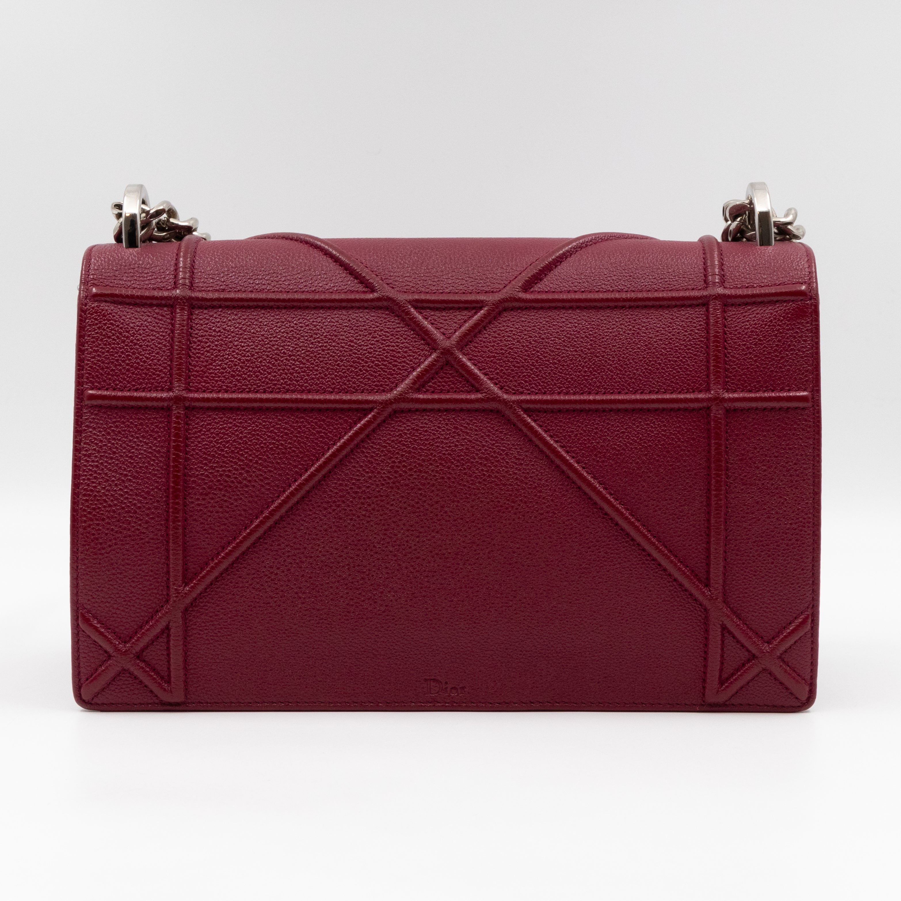 Diorama Medium Flap Bag Burgundy Leather