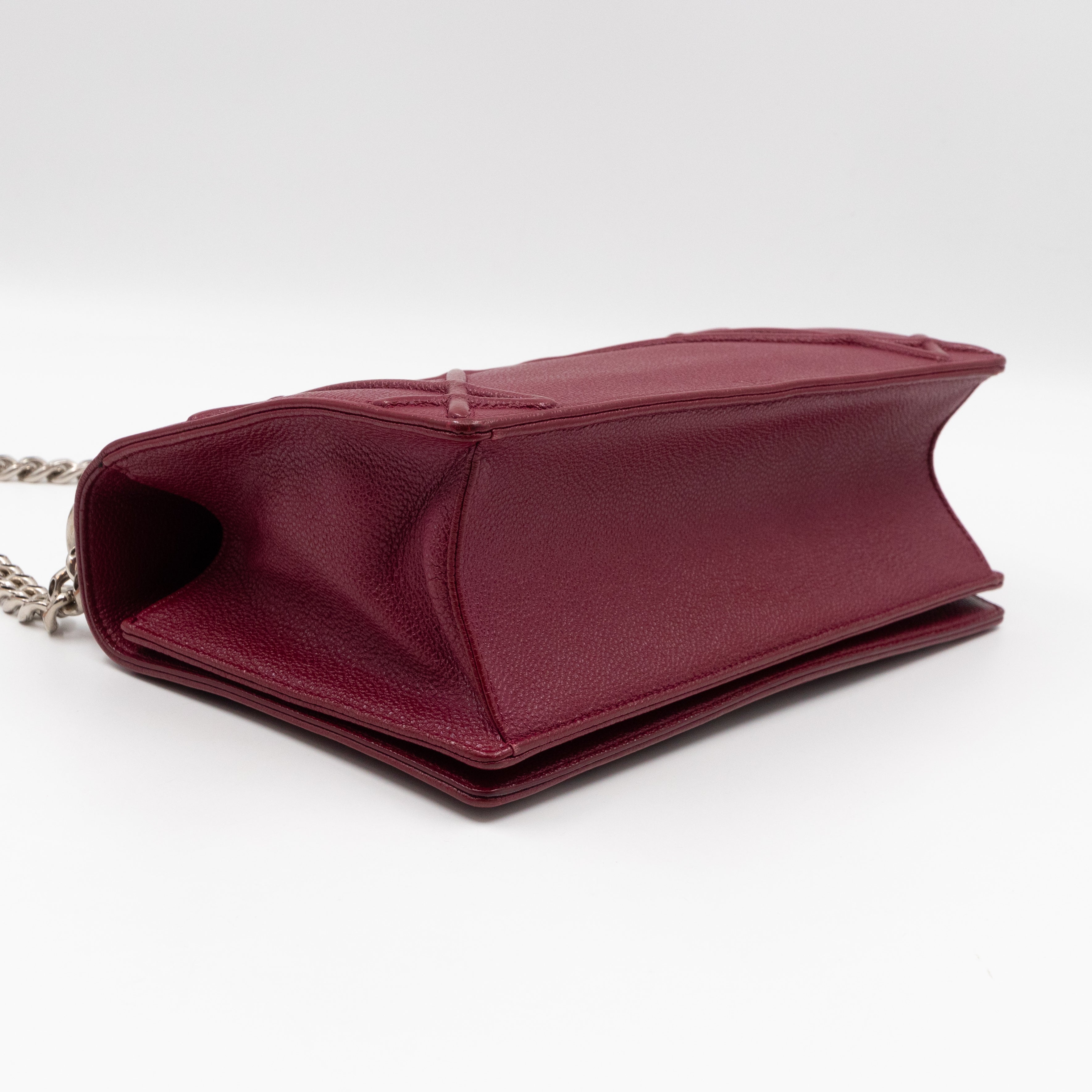 Diorama Medium Flap Bag Burgundy Leather