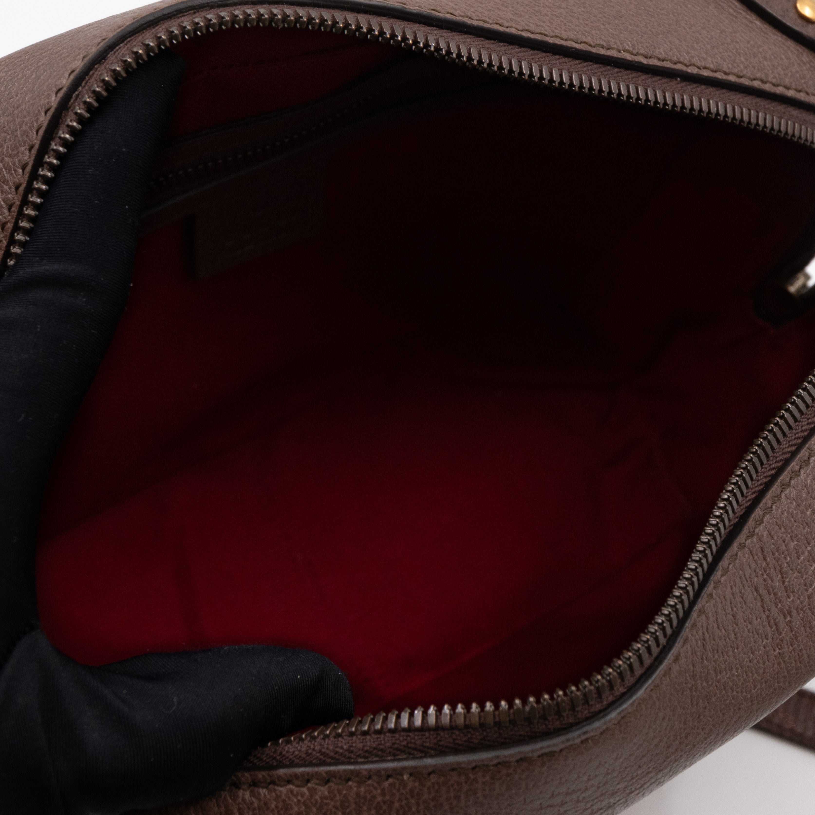 Houndstooth Woven Square Trunk Bag Brown Leather