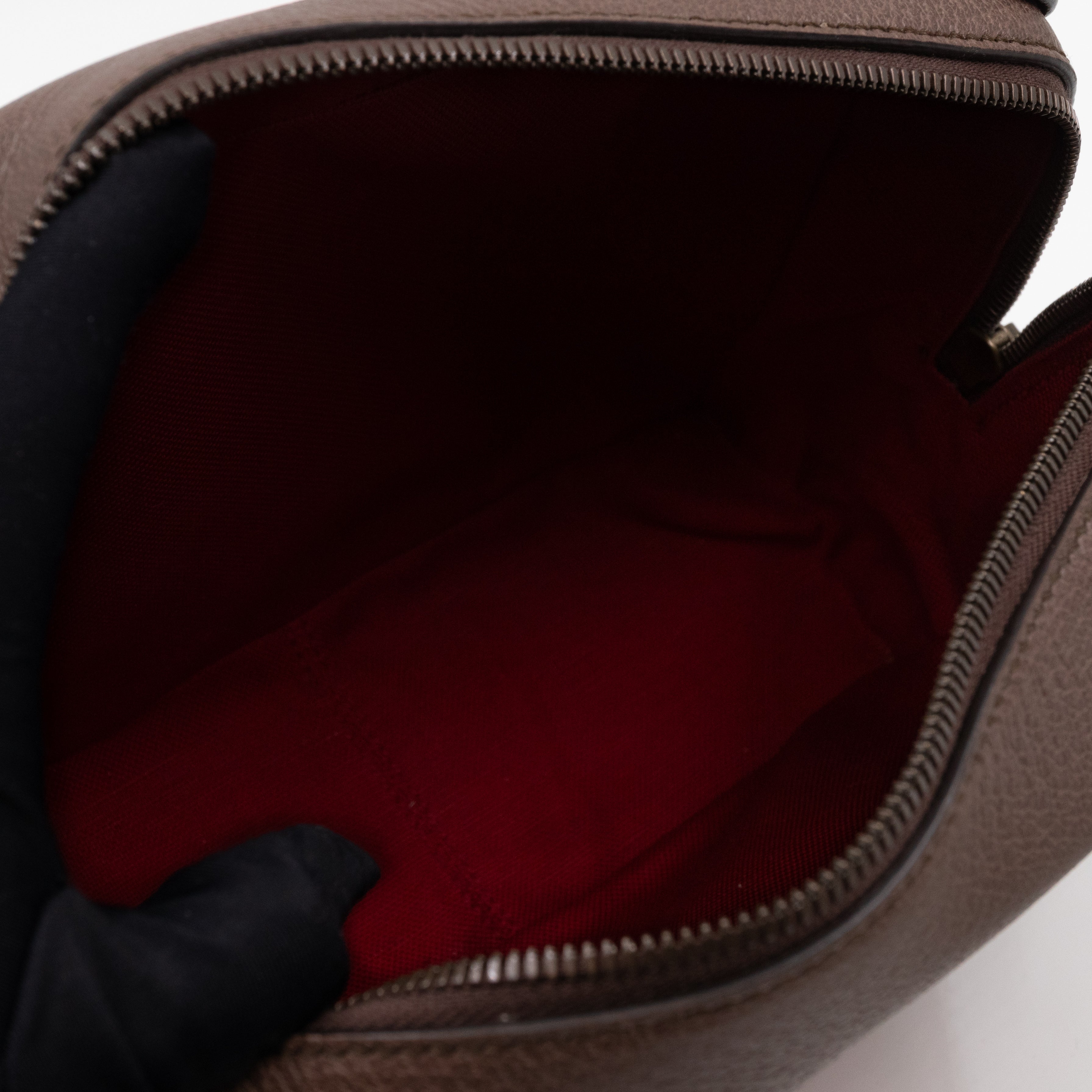 Houndstooth Woven Square Trunk Bag Brown Leather