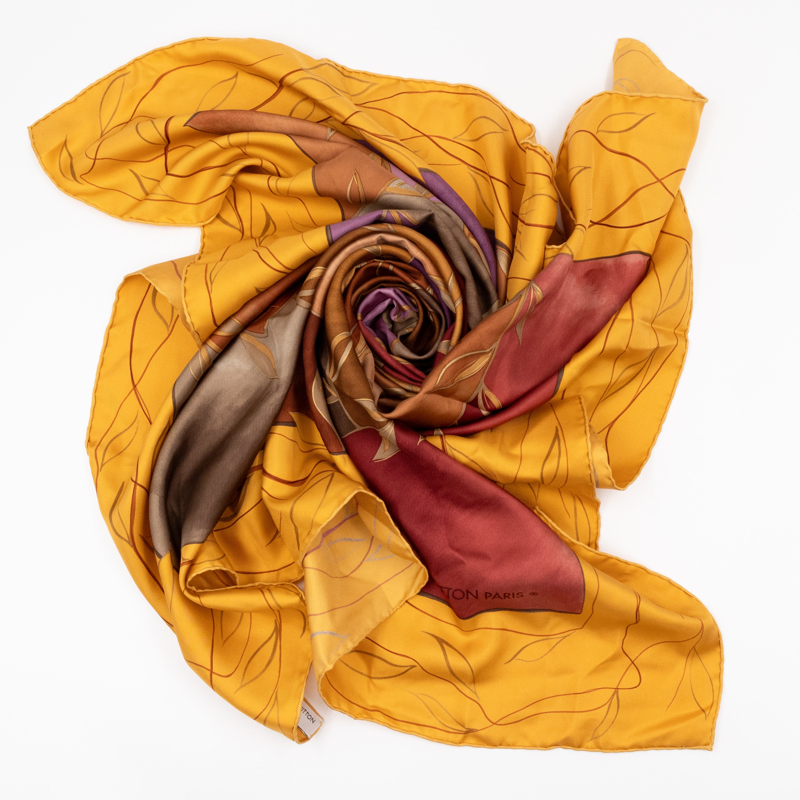 Paris Airplane Square Silk Scarf 90 Yellow