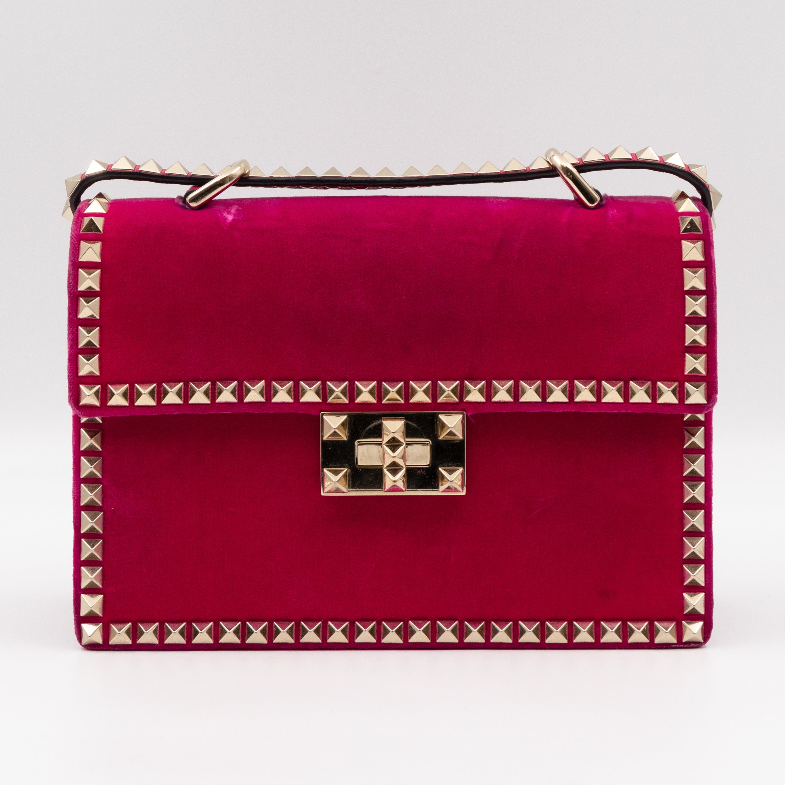 Rockstud No Limit Flap Bag Pink Velvet