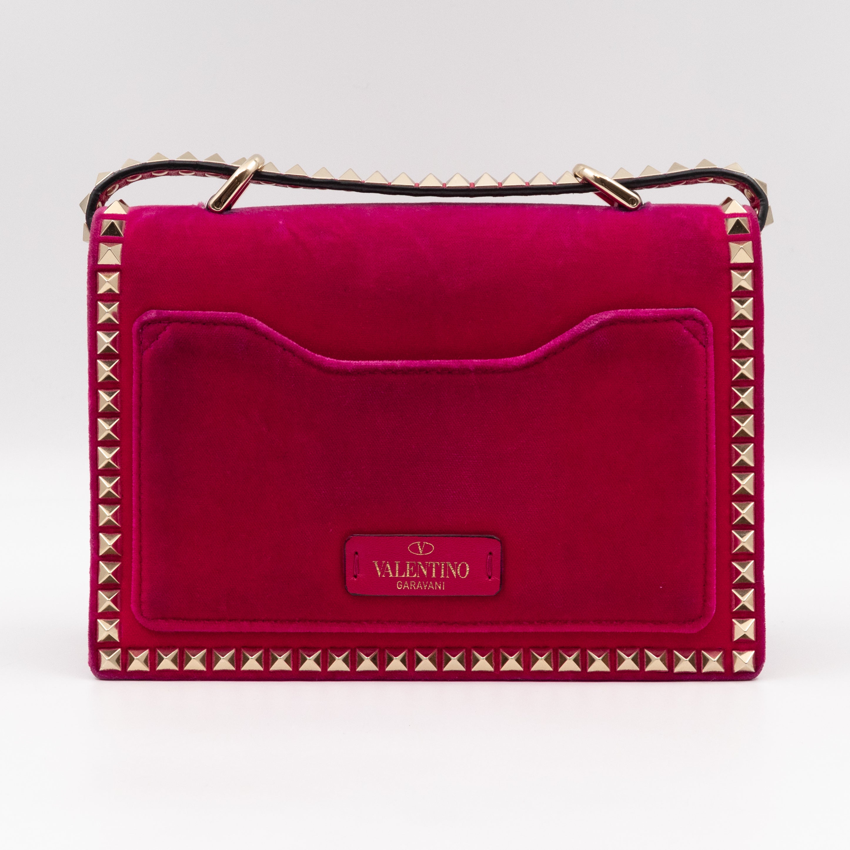 Rockstud No Limit Flap Bag Pink Velvet