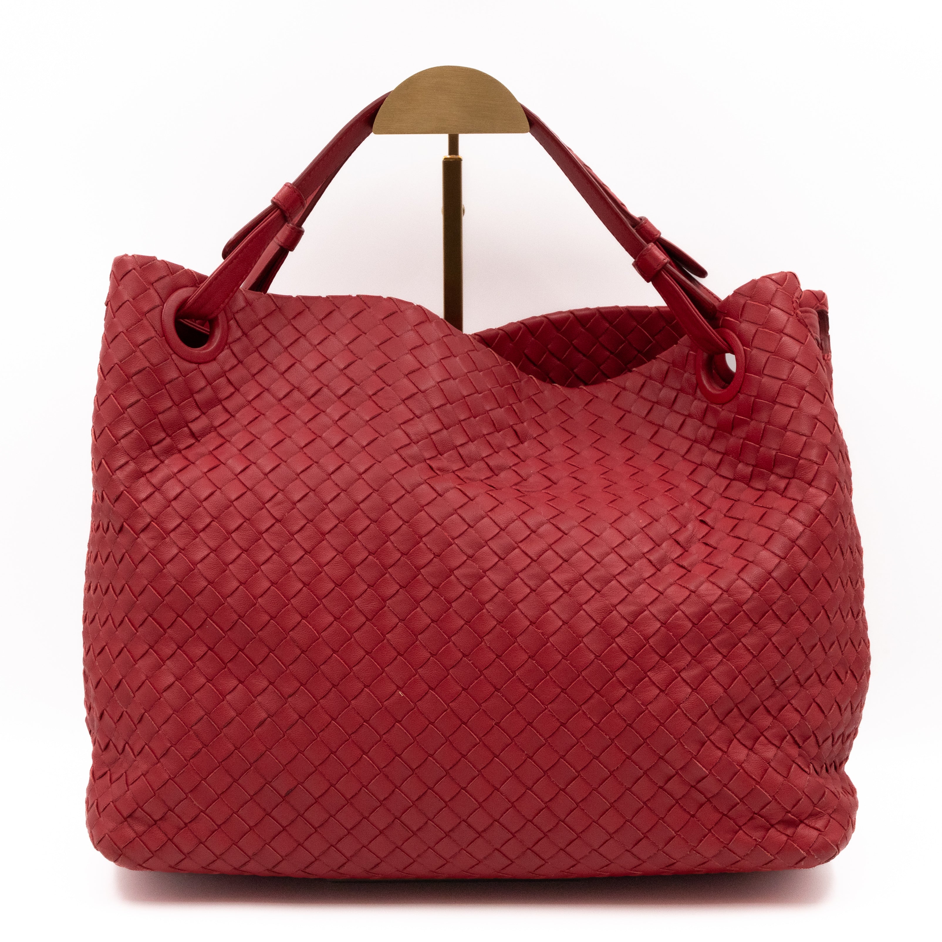 Garda Bella Shoulder Bag Red Intrecciato Lether