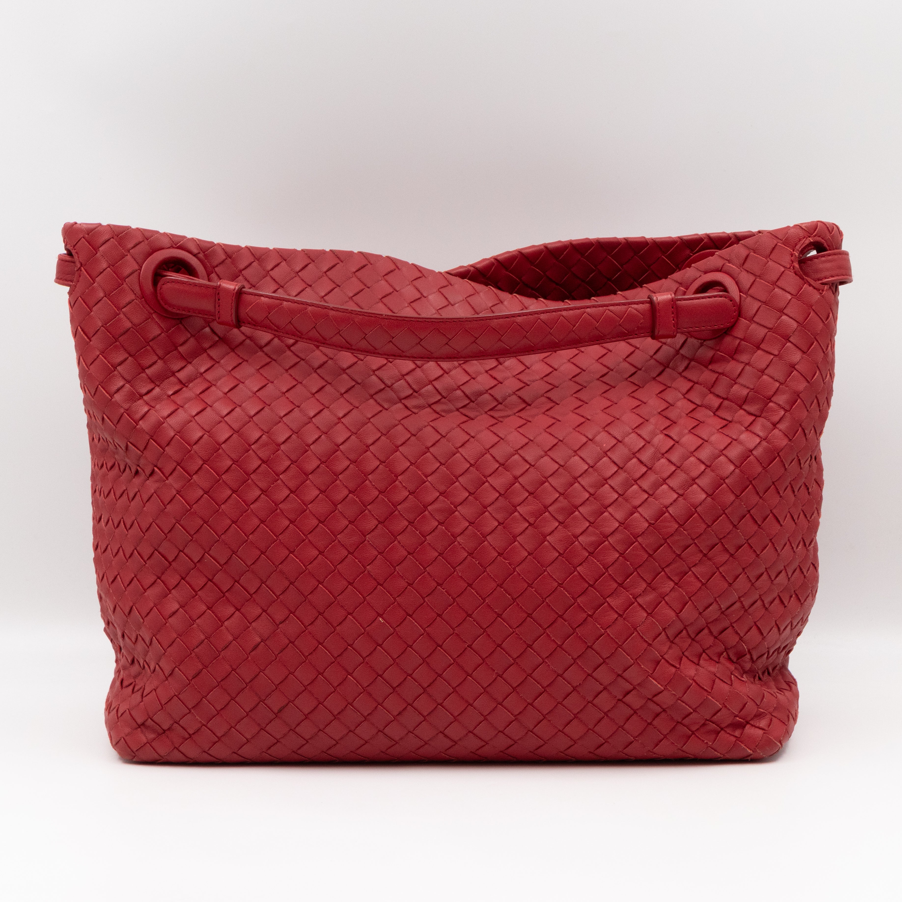 Garda Bella Shoulder Bag Red Intrecciato Lether