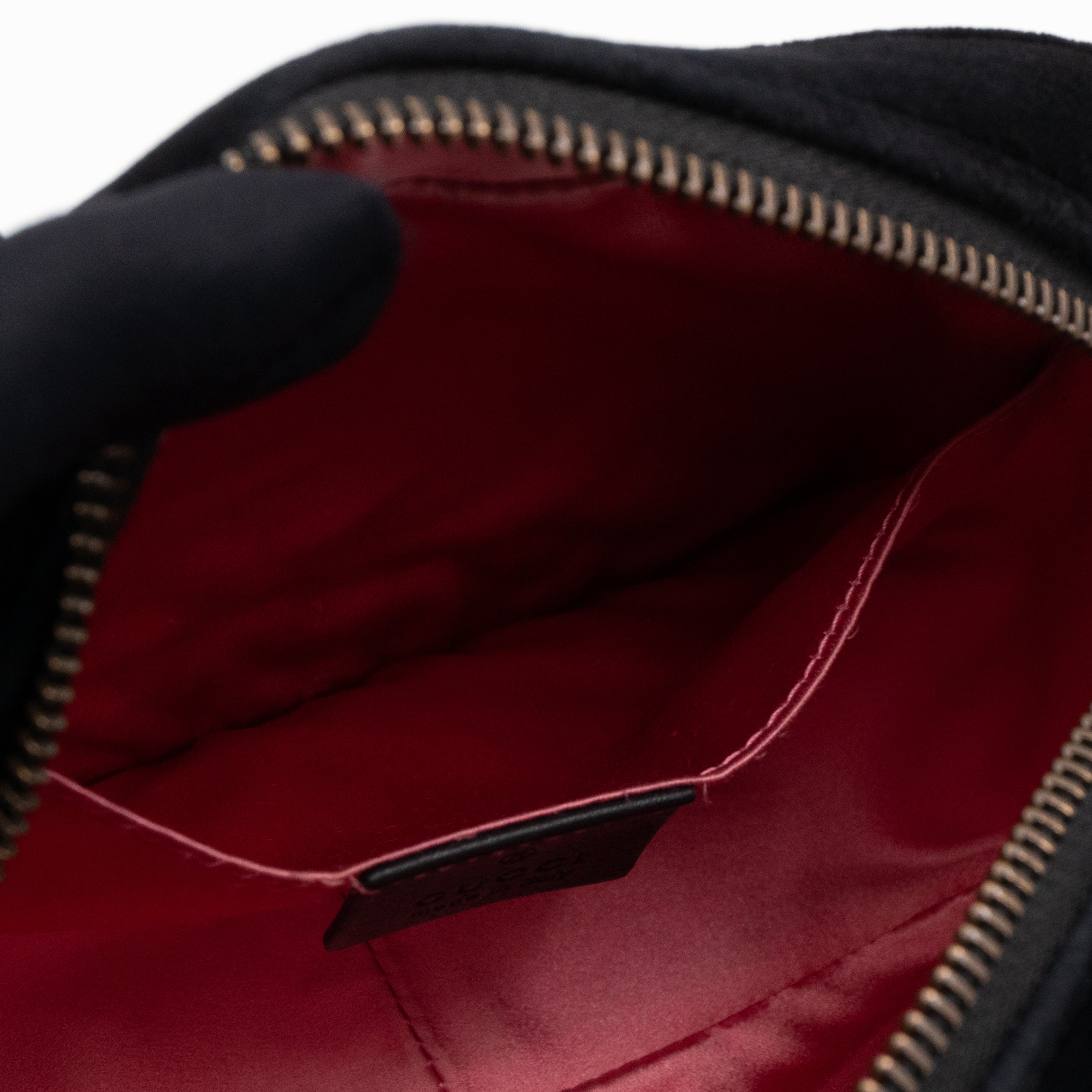 GG Marmont Mini Black Velvet Crystals