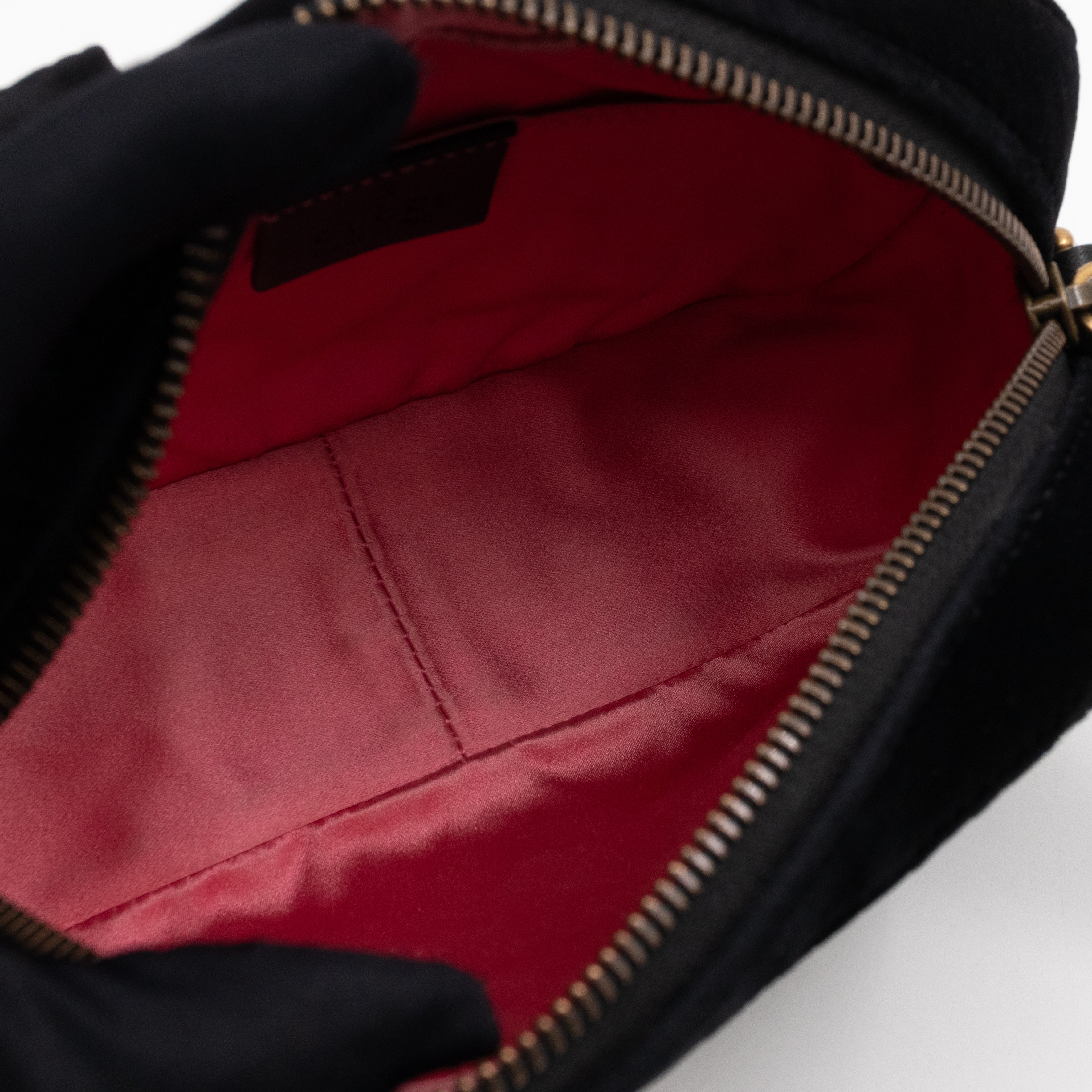 GG Marmont Mini Black Velvet Crystals