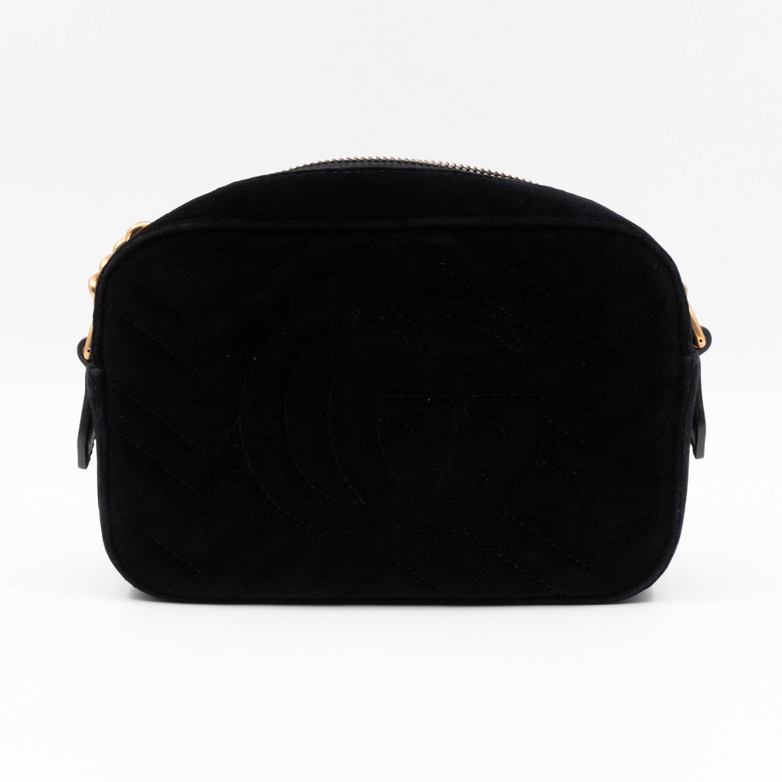 GG Marmont Mini Black Velvet Crystals