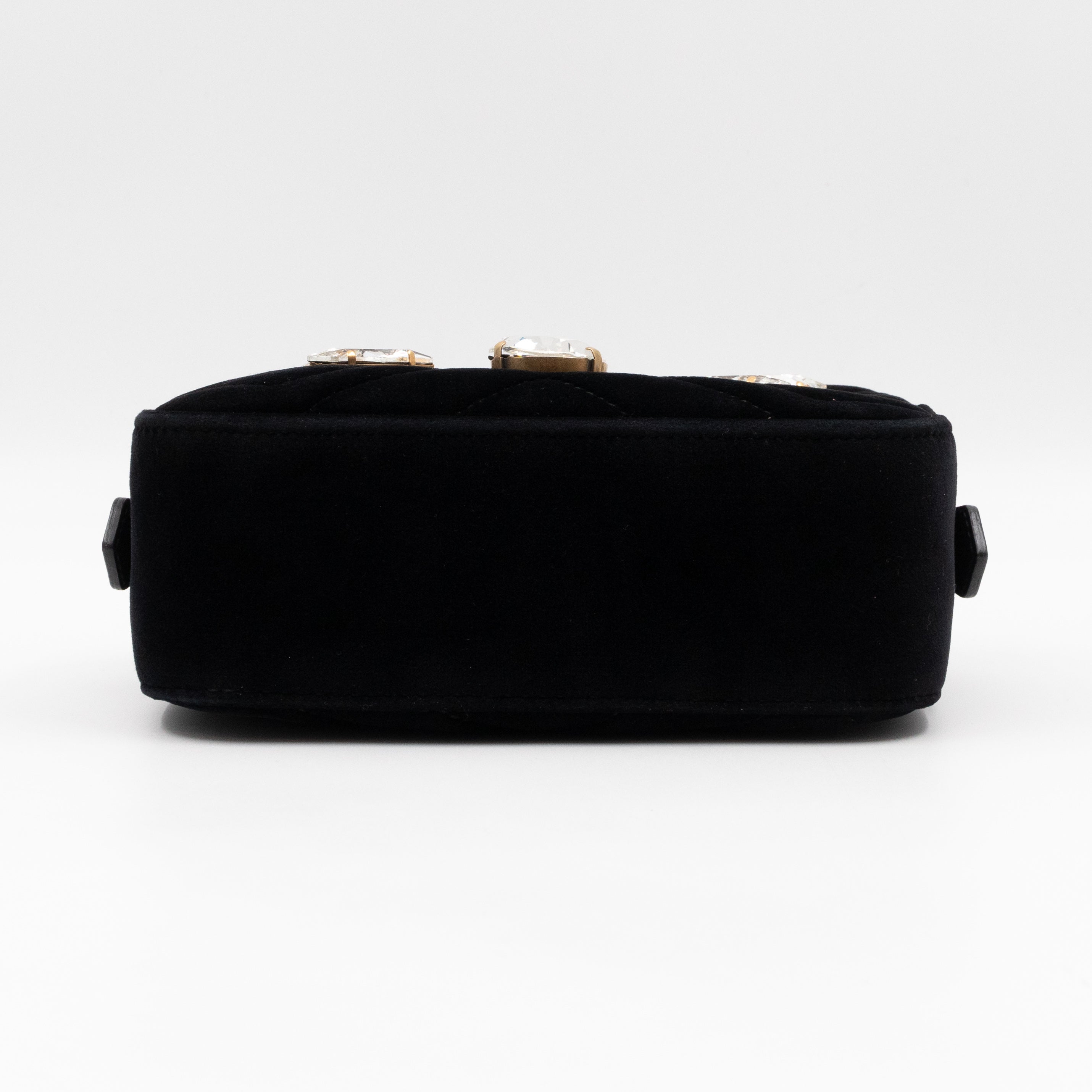 GG Marmont Mini Black Velvet Crystals