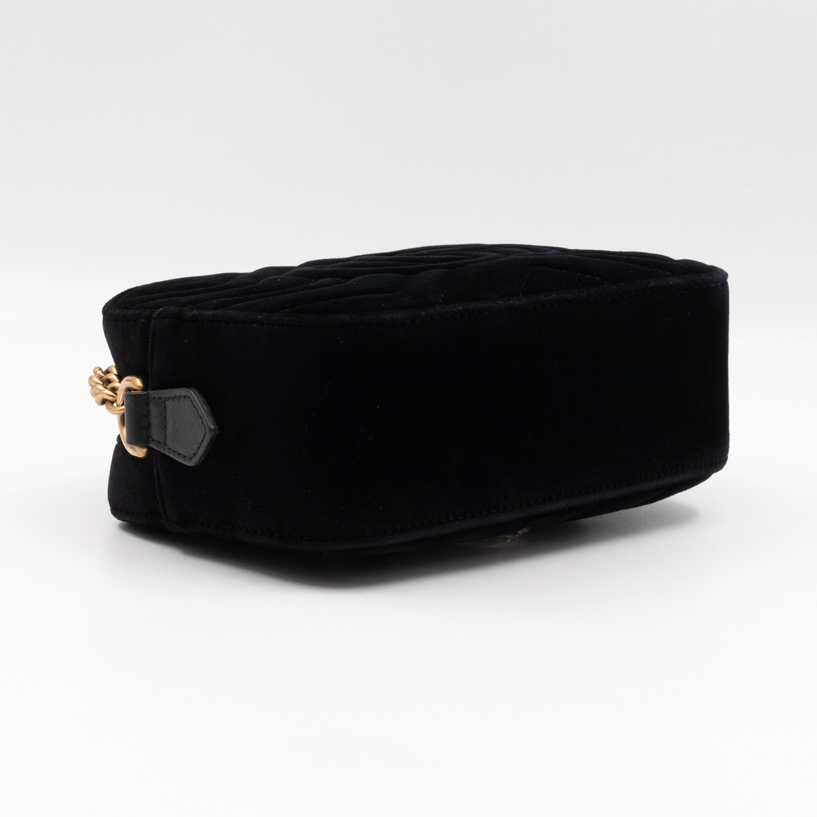 GG Marmont Mini Black Velvet Crystals