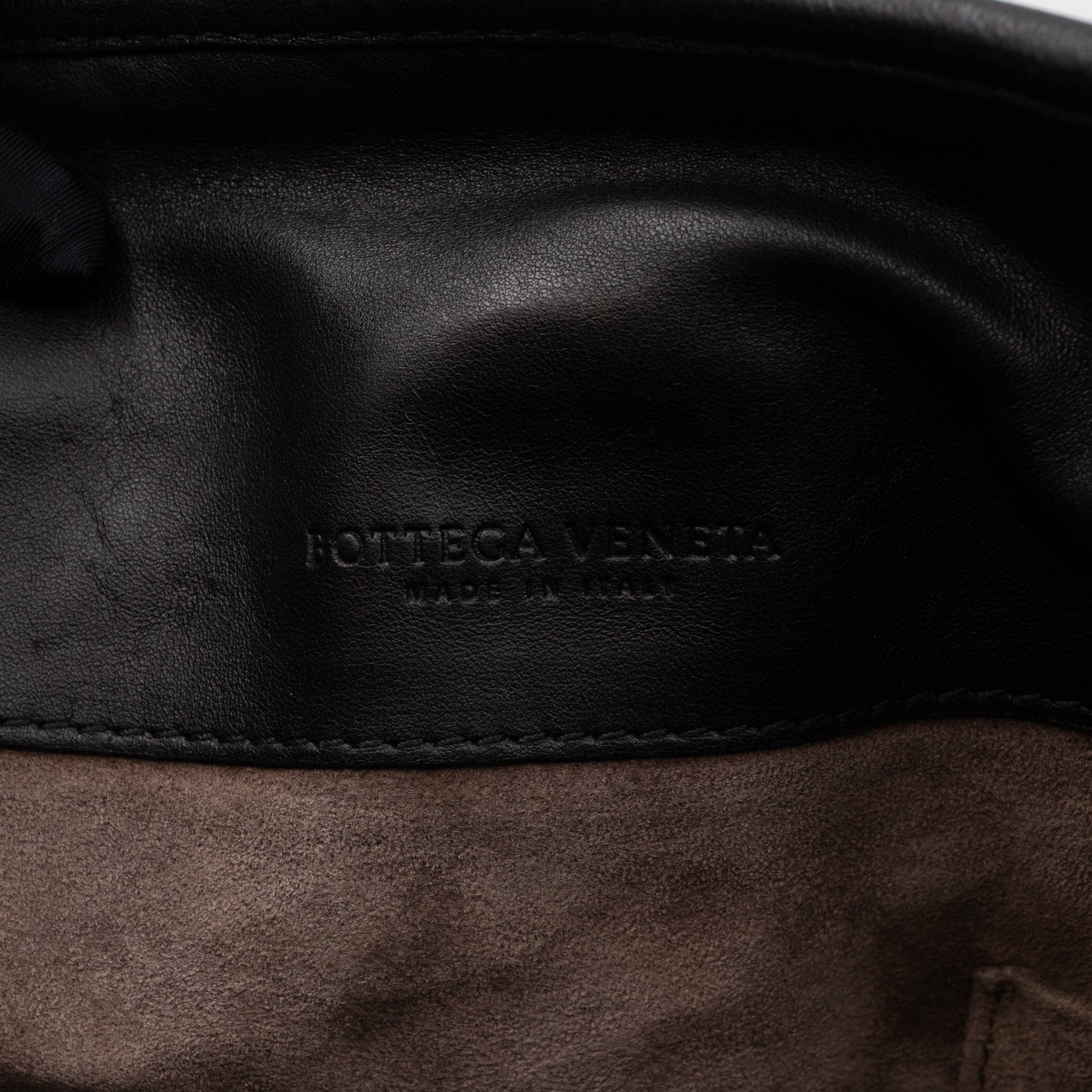 Gardena Messenger Bag Black Intrecciato Leather