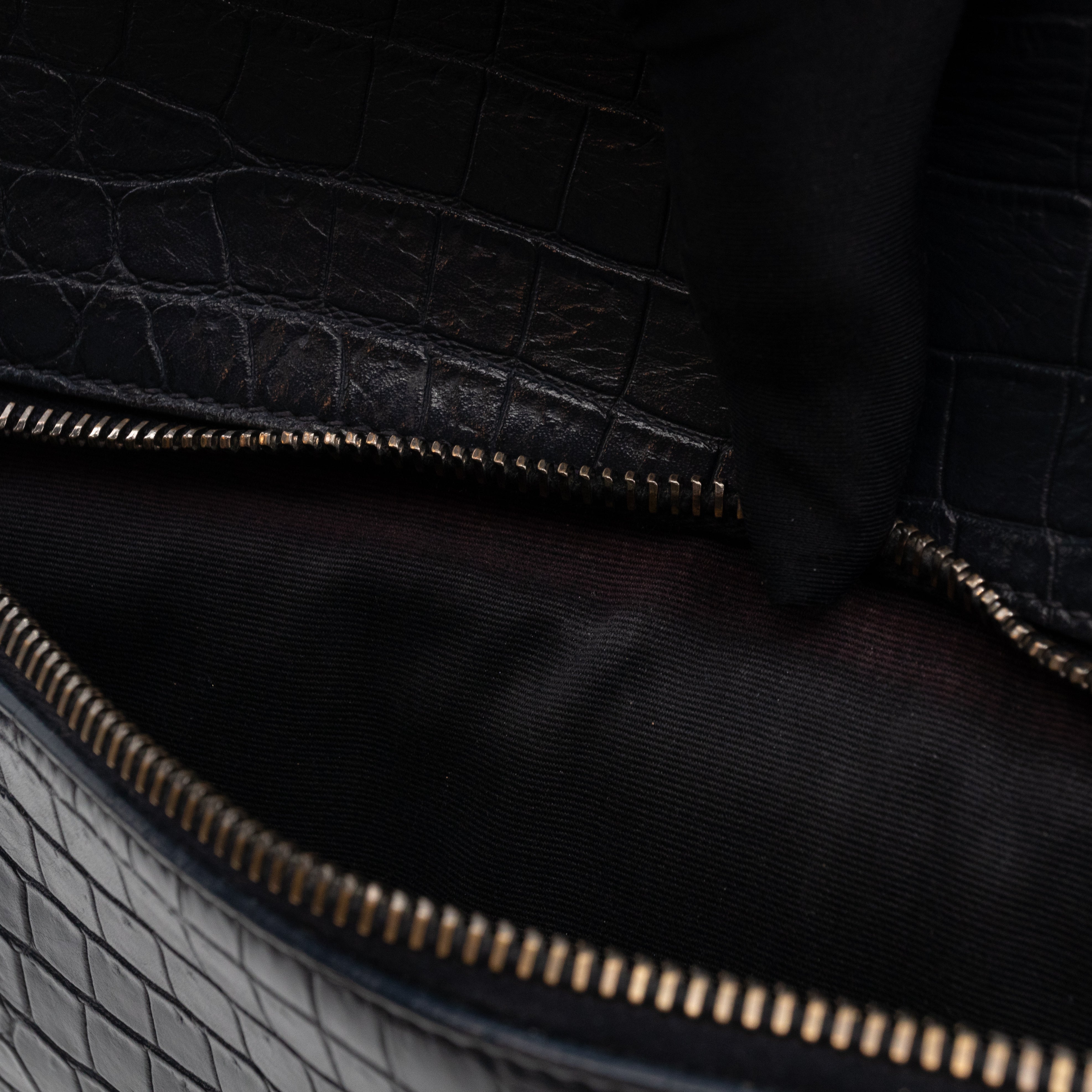 West Hollywood Medium Blue Croc Embossed Leather