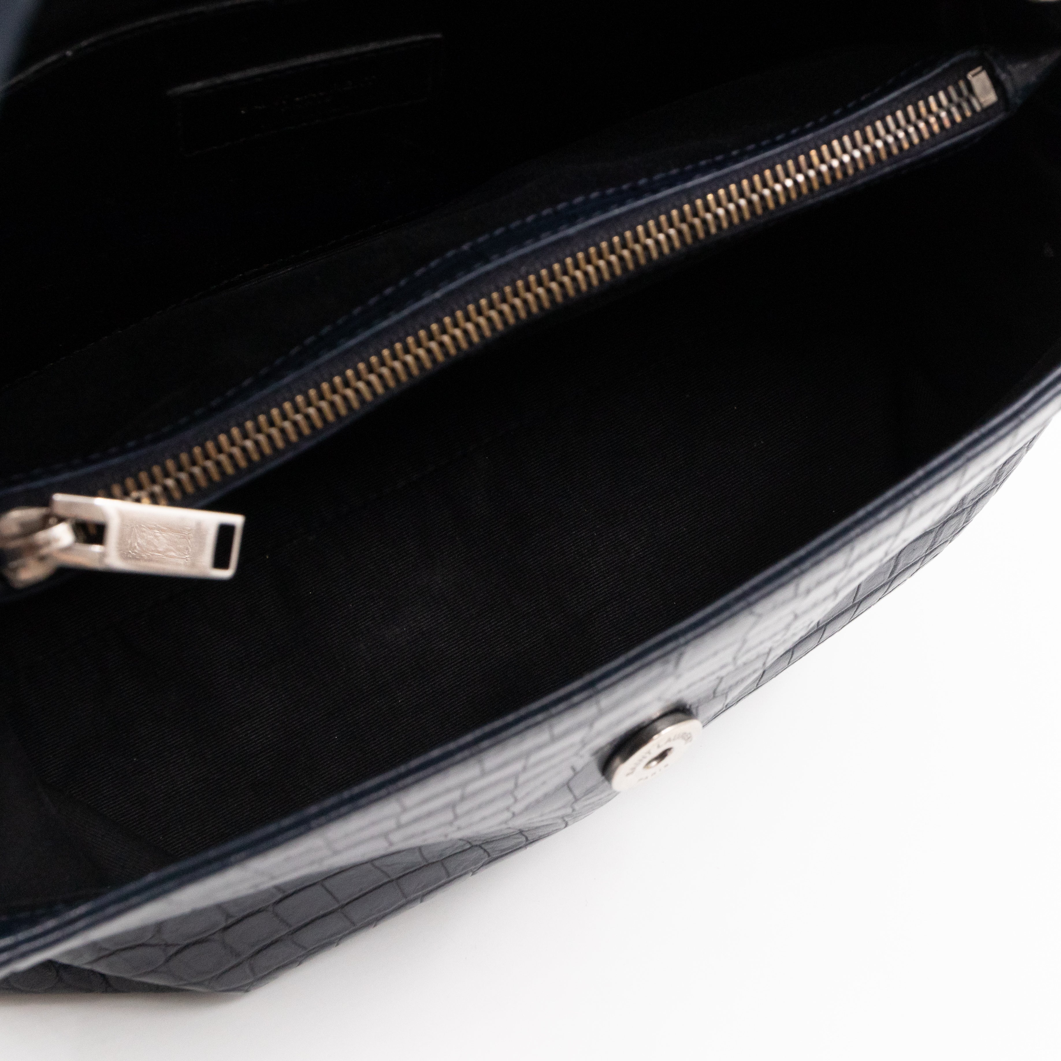 West Hollywood Medium Blue Croc Embossed Leather