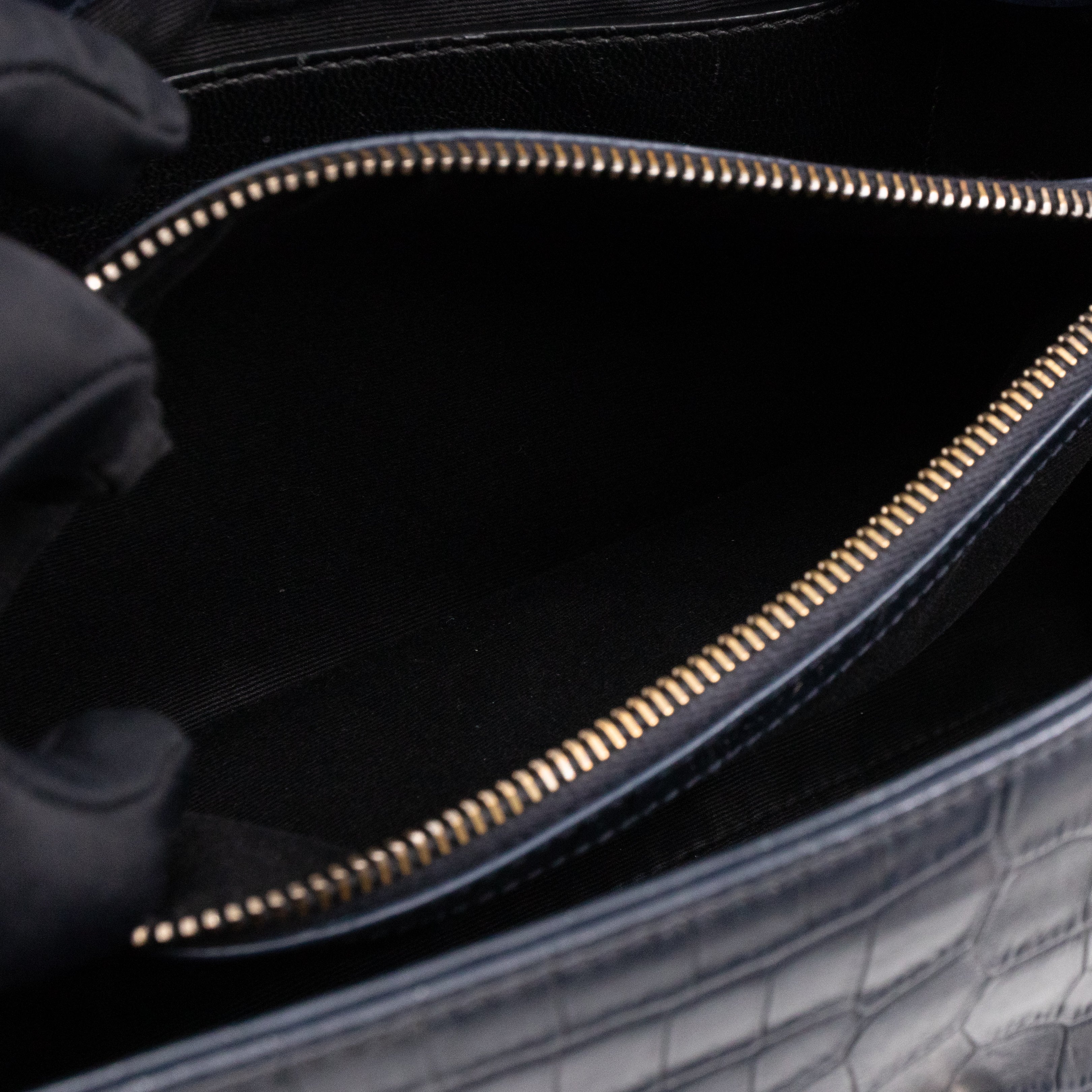 West Hollywood Medium Blue Croc Embossed Leather