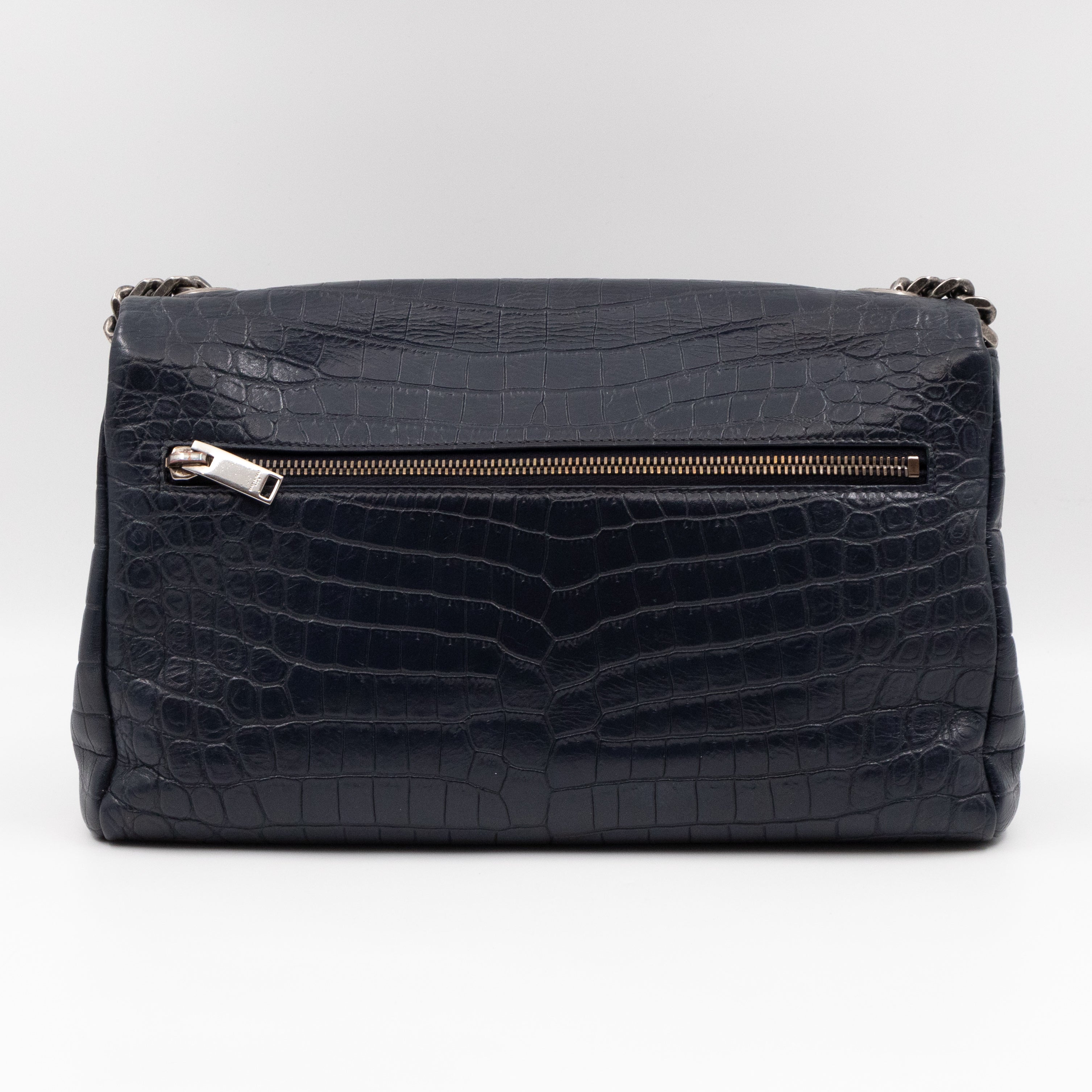 West Hollywood Medium Blue Croc Embossed Leather