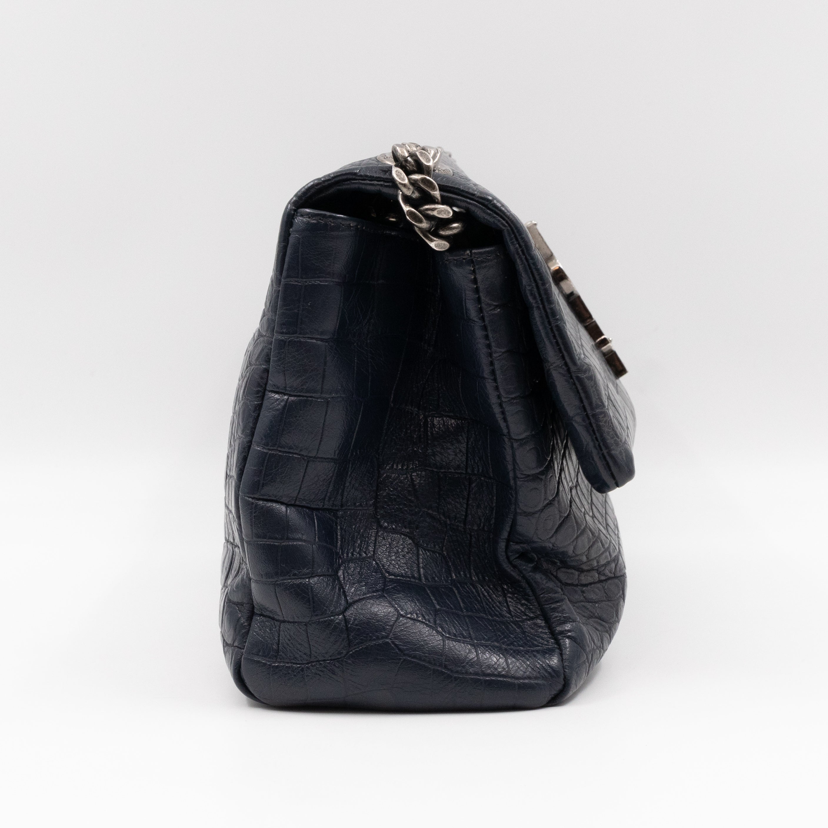 West Hollywood Medium Blue Croc Embossed Leather