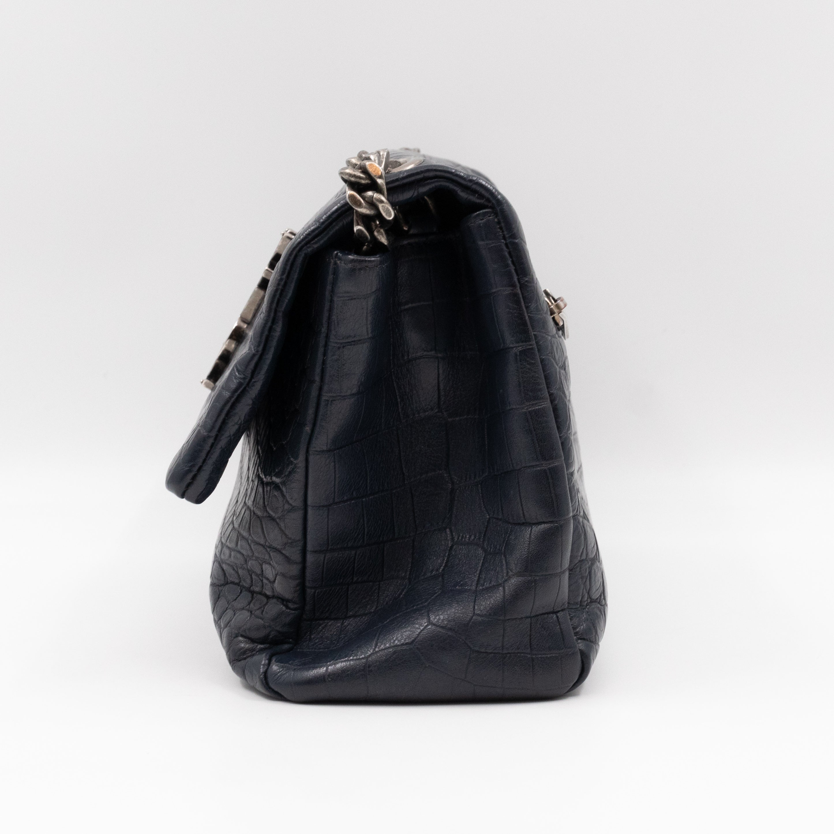 West Hollywood Medium Blue Croc Embossed Leather