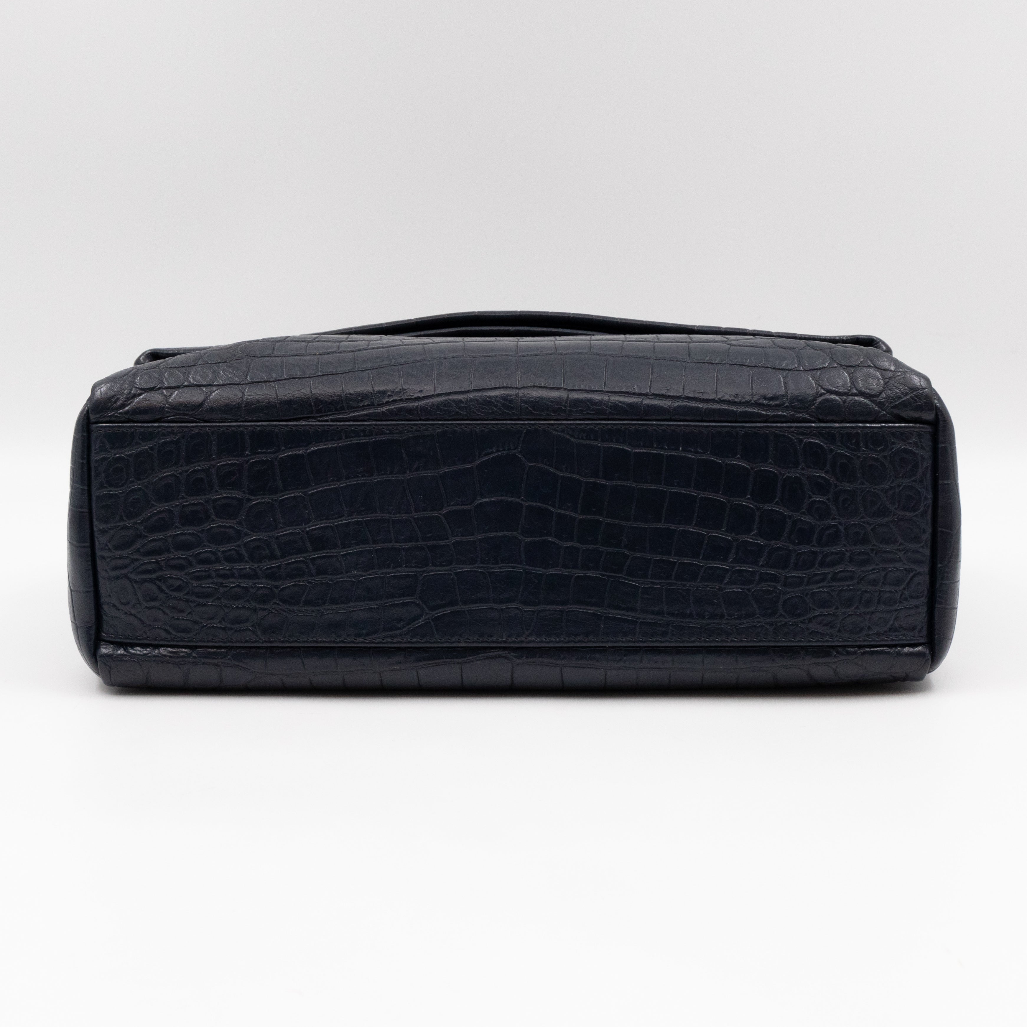 West Hollywood Medium Blue Croc Embossed Leather