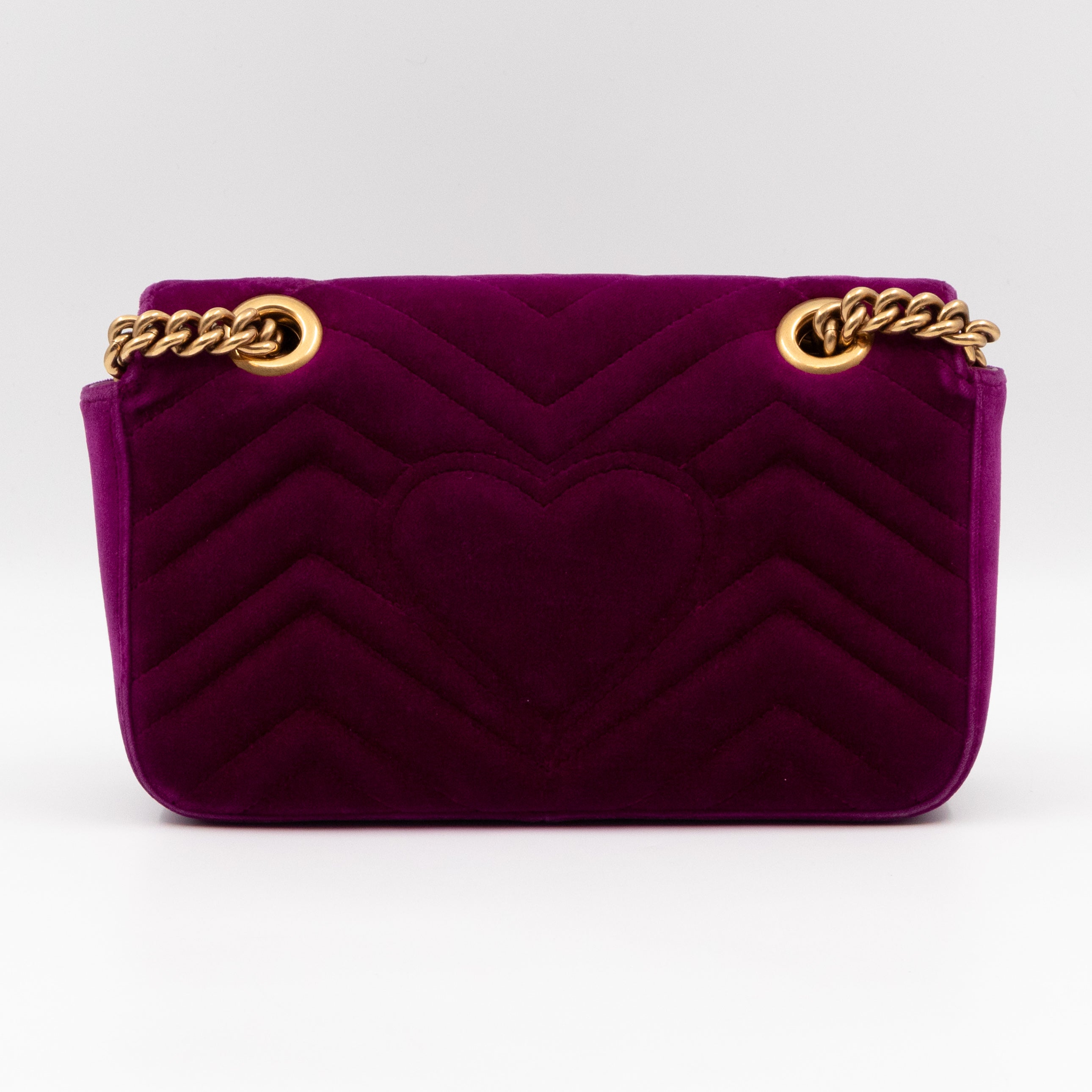 GG Marmont Flap Mini Purple Velvet Aged Gold