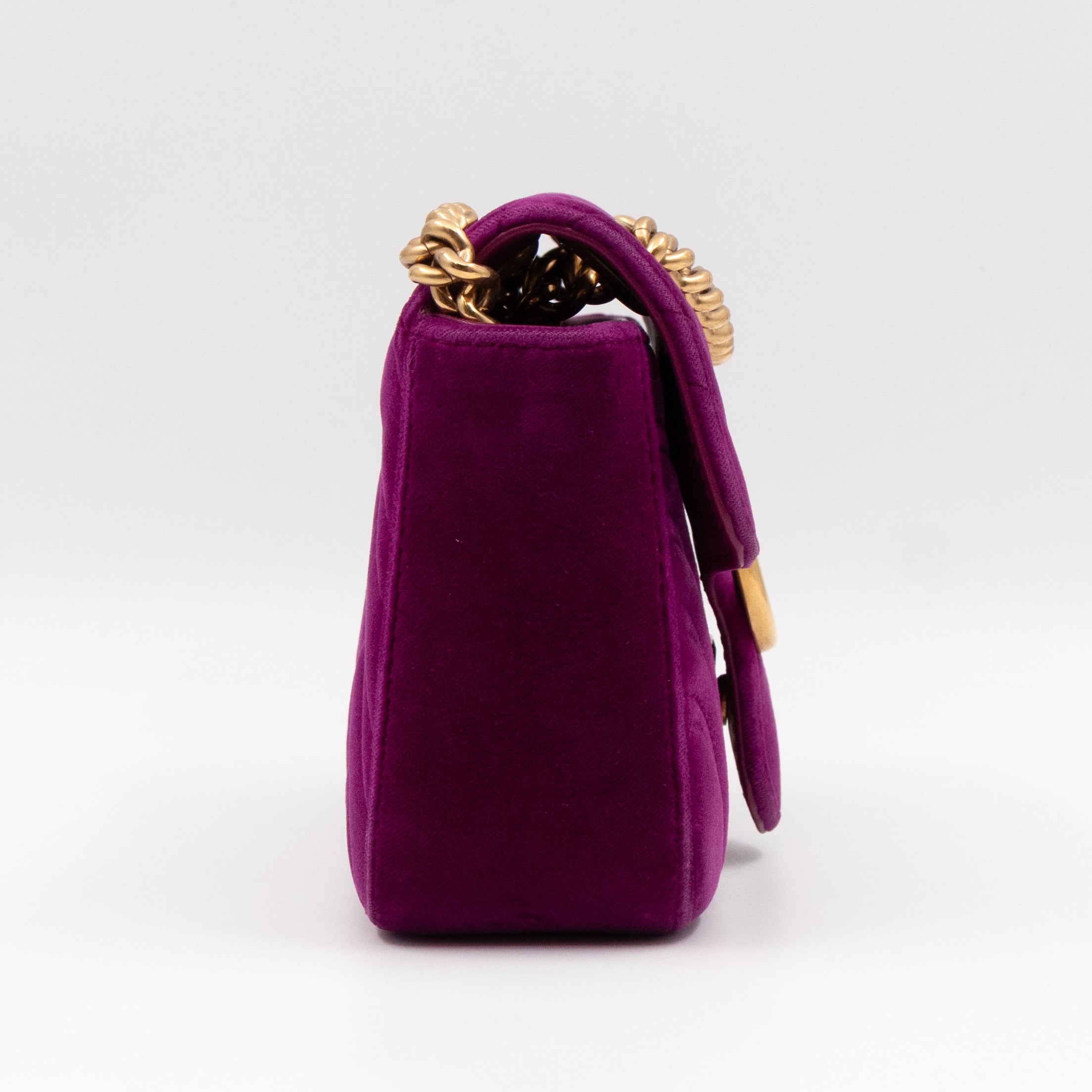 GG Marmont Flap Mini Purple Velvet Aged Gold
