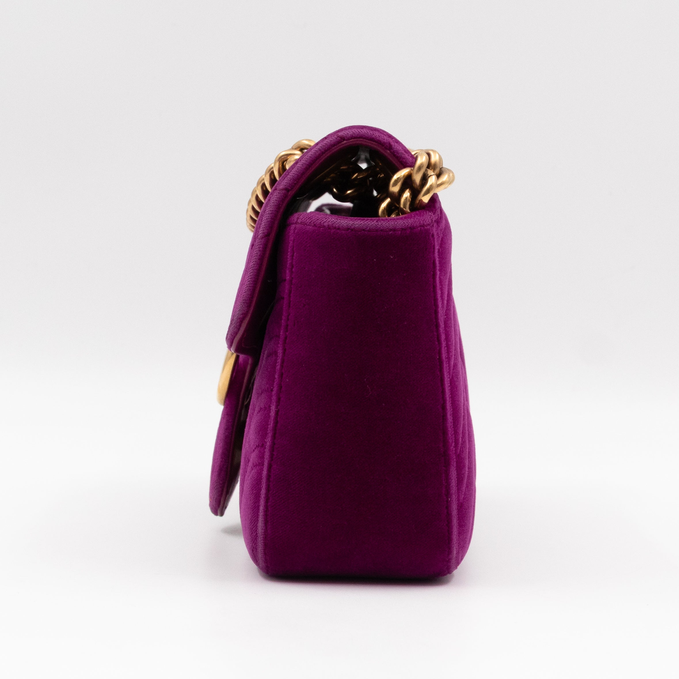 GG Marmont Flap Mini Purple Velvet Aged Gold
