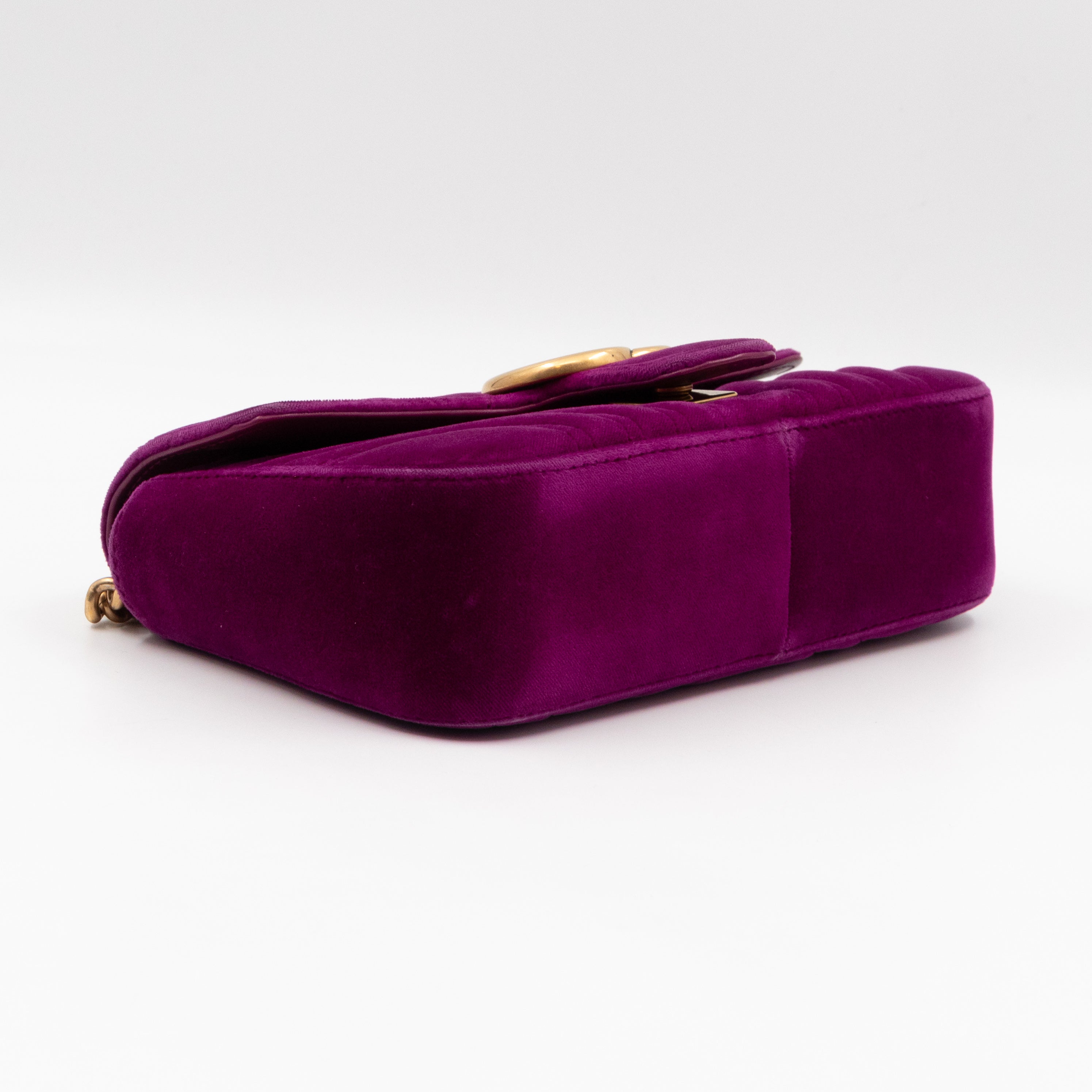 GG Marmont Flap Mini Purple Velvet Aged Gold