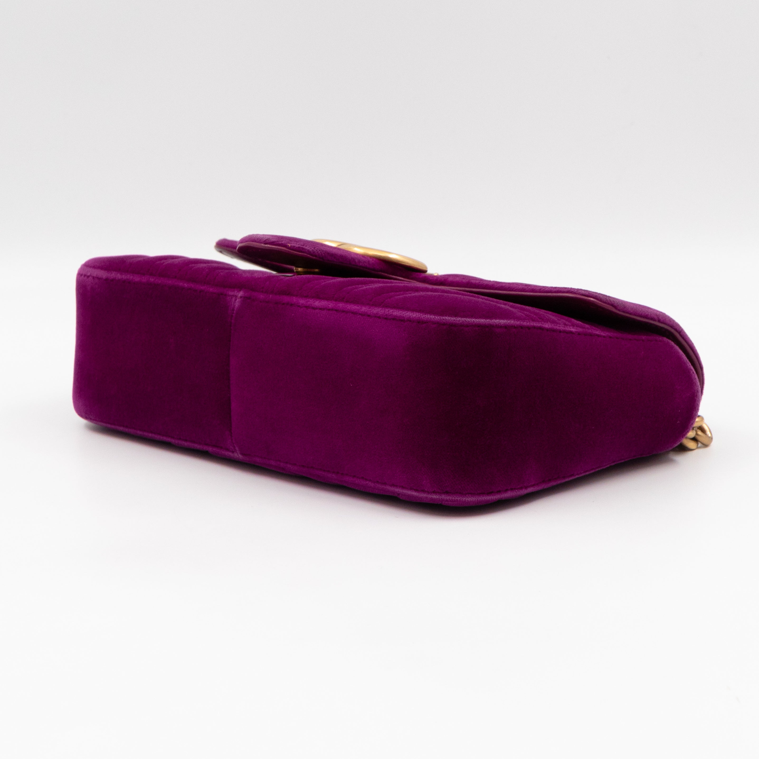 GG Marmont Flap Mini Purple Velvet Aged Gold