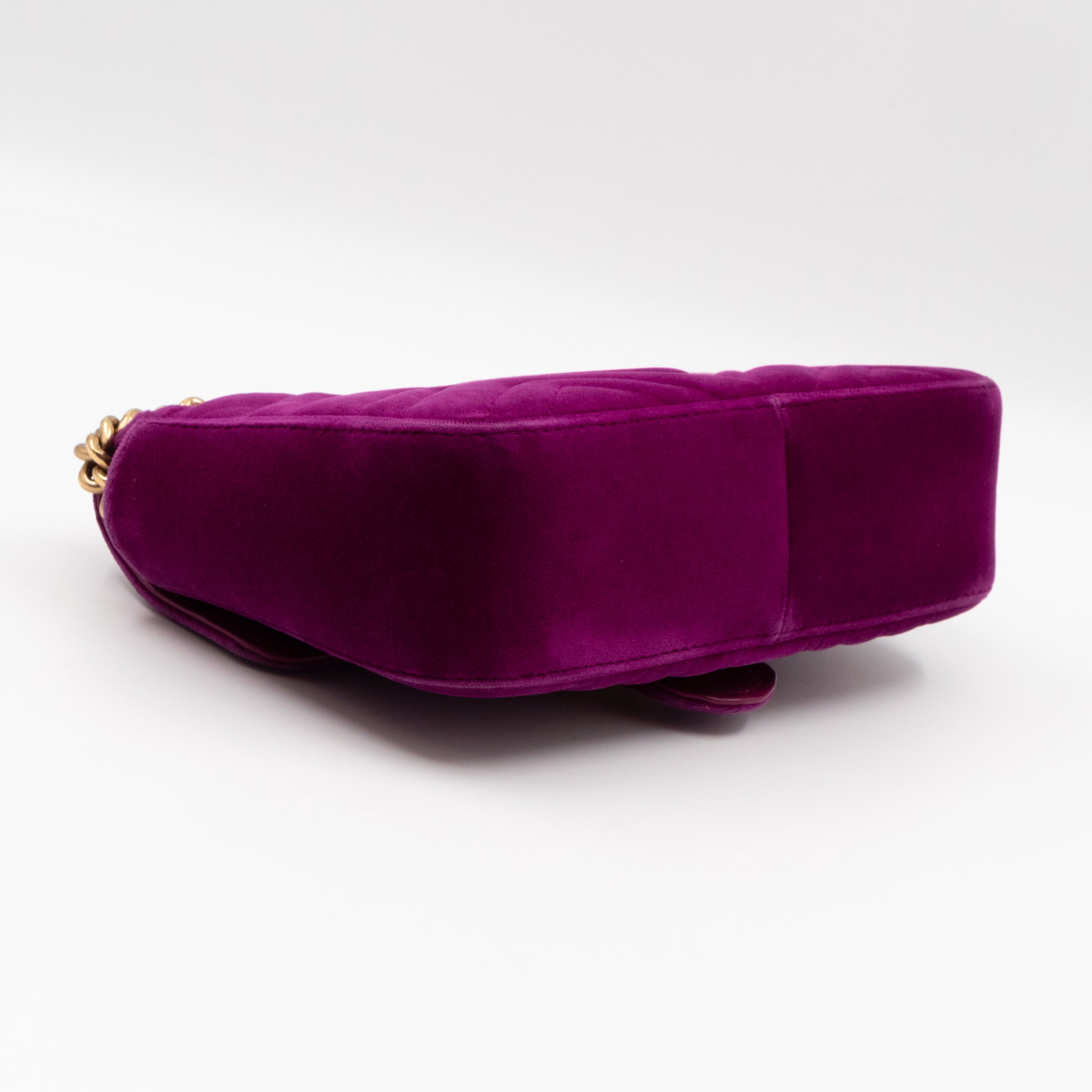 GG Marmont Flap Mini Purple Velvet Aged Gold