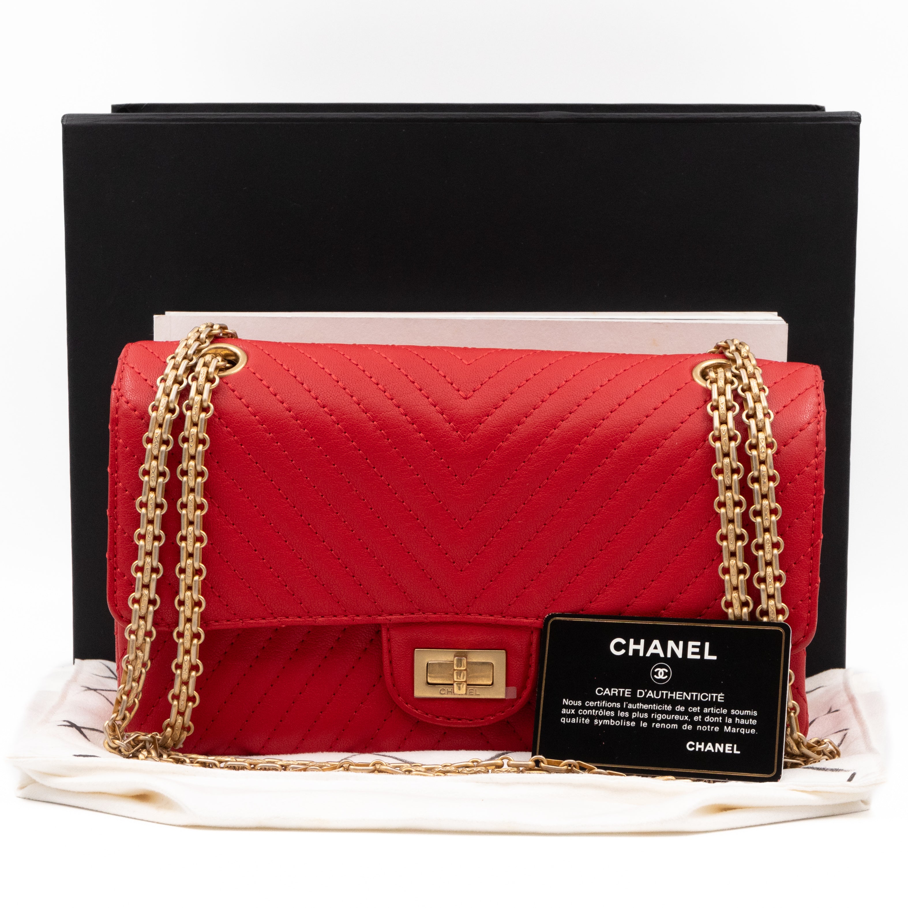 2.55 Reissue 225 Medium Red Chevron Leather