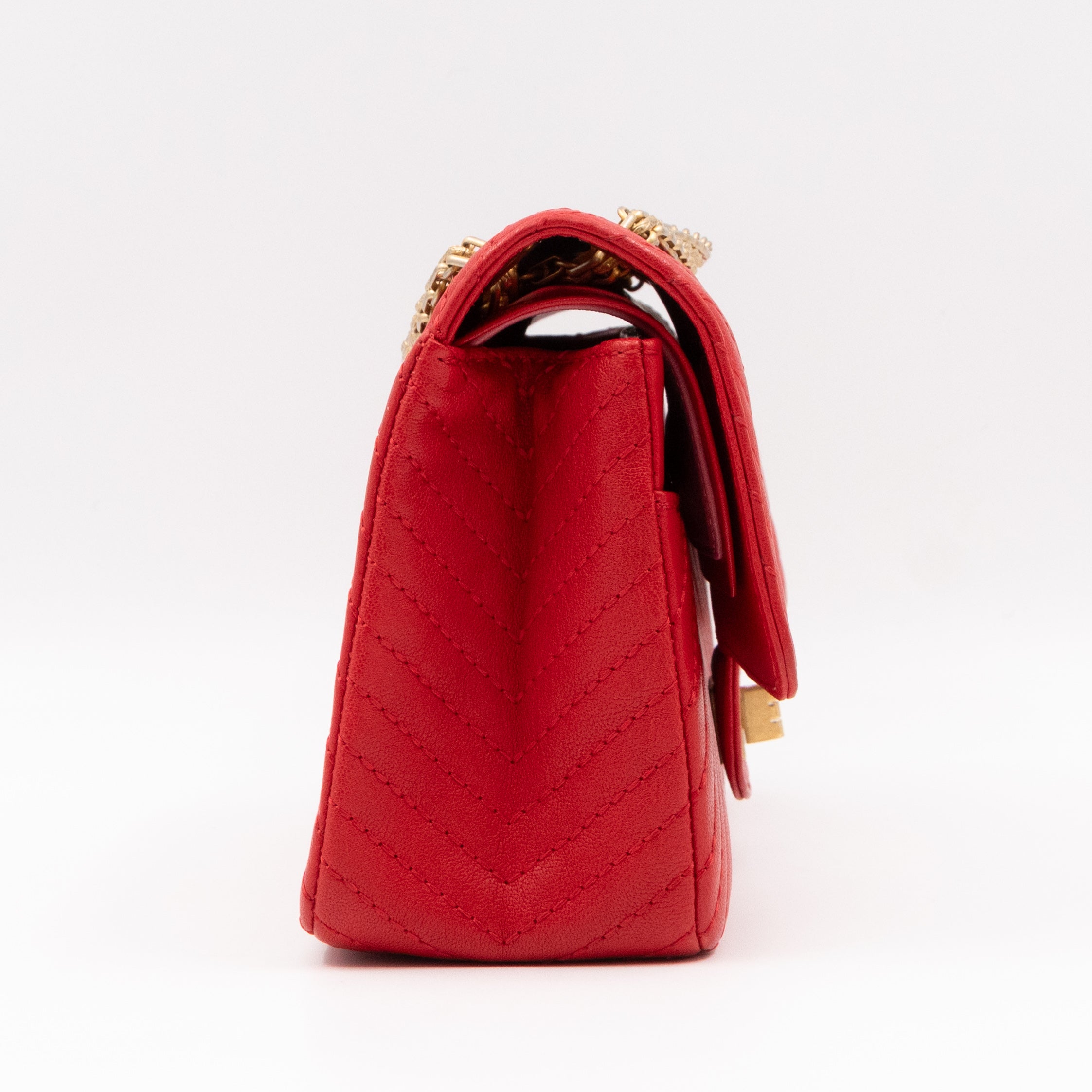 2.55 Reissue 225 Medium Red Chevron Leather