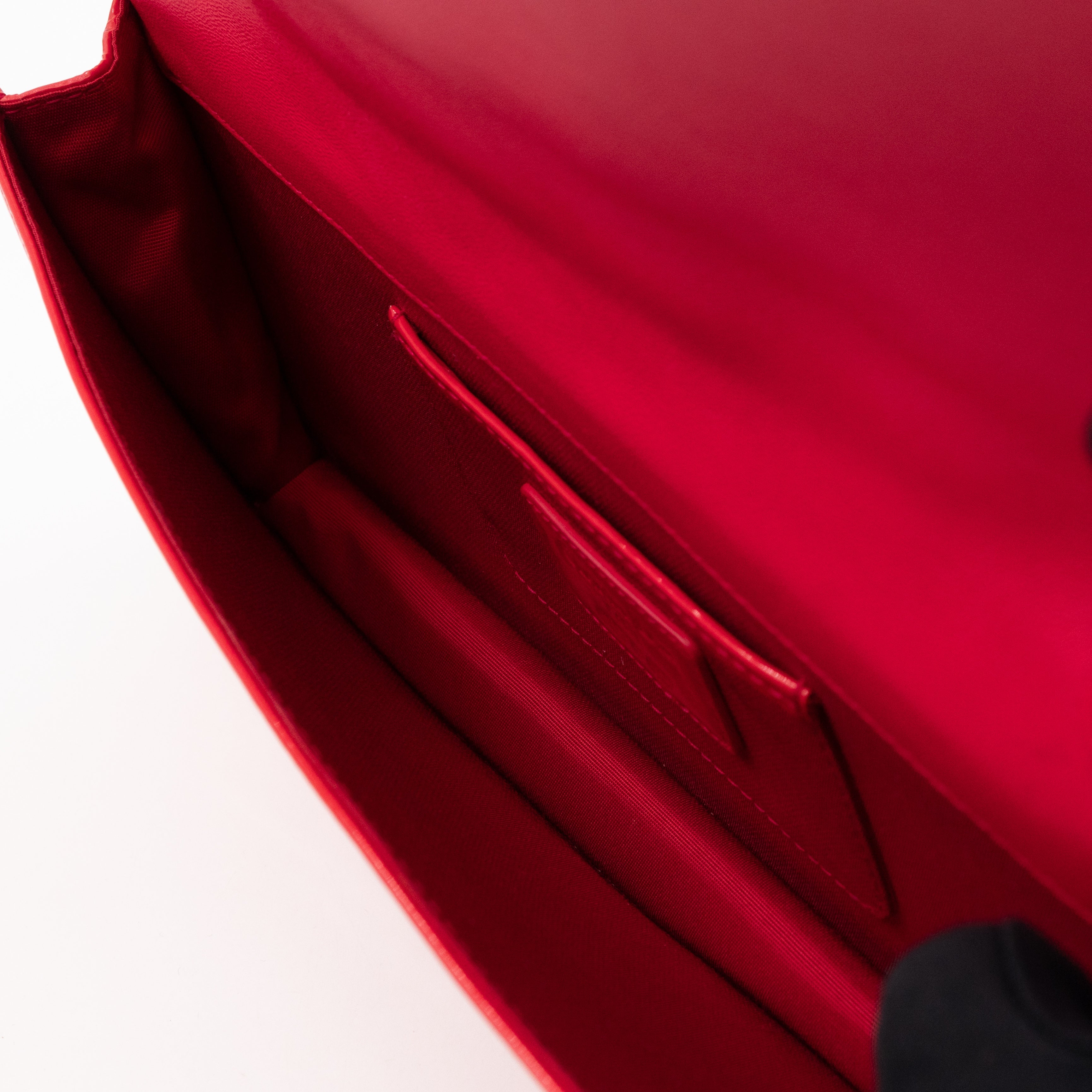 Lady Dior Clutch with Chain Red Cannage Patent Leather