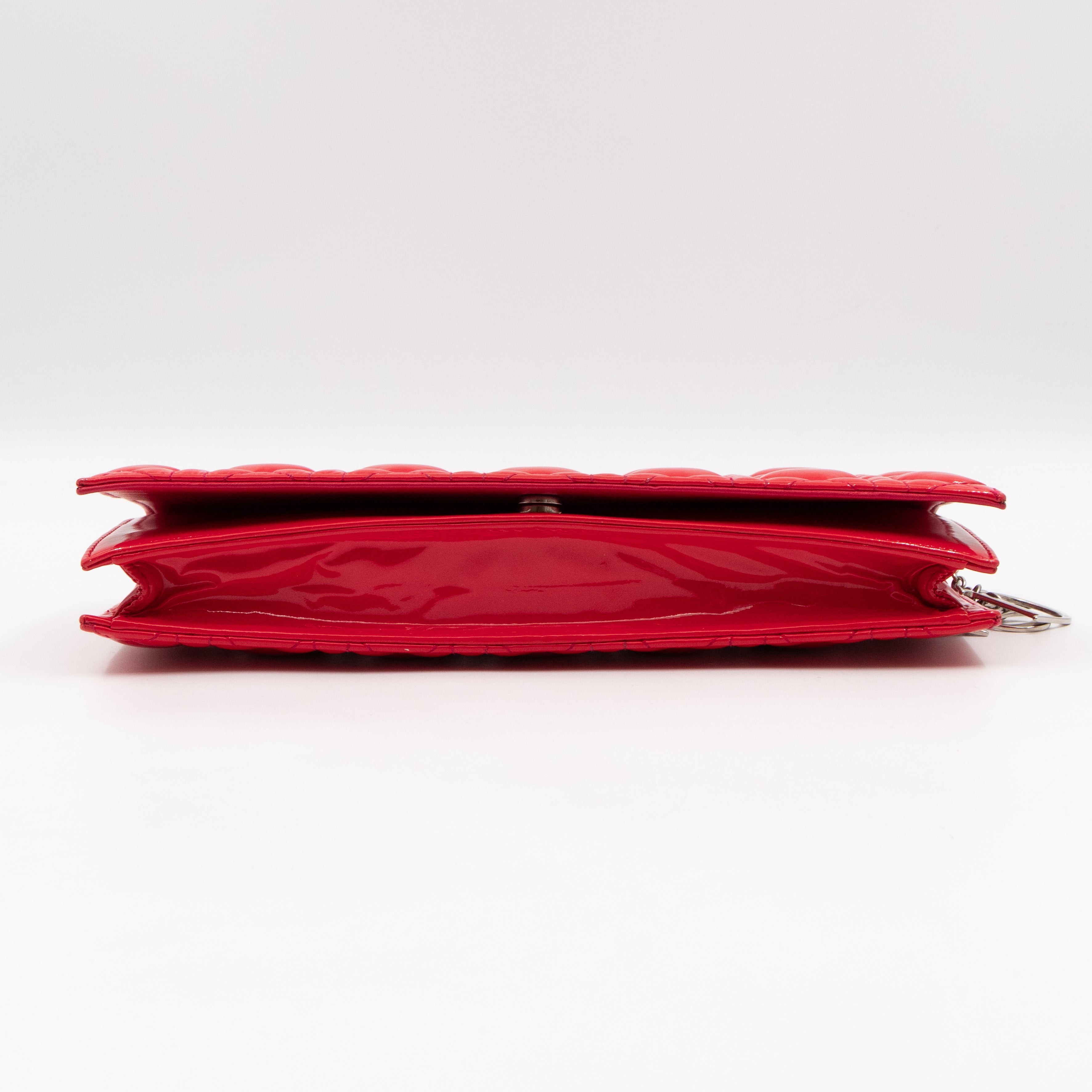 Lady Dior Clutch with Chain Red Cannage Patent Leather