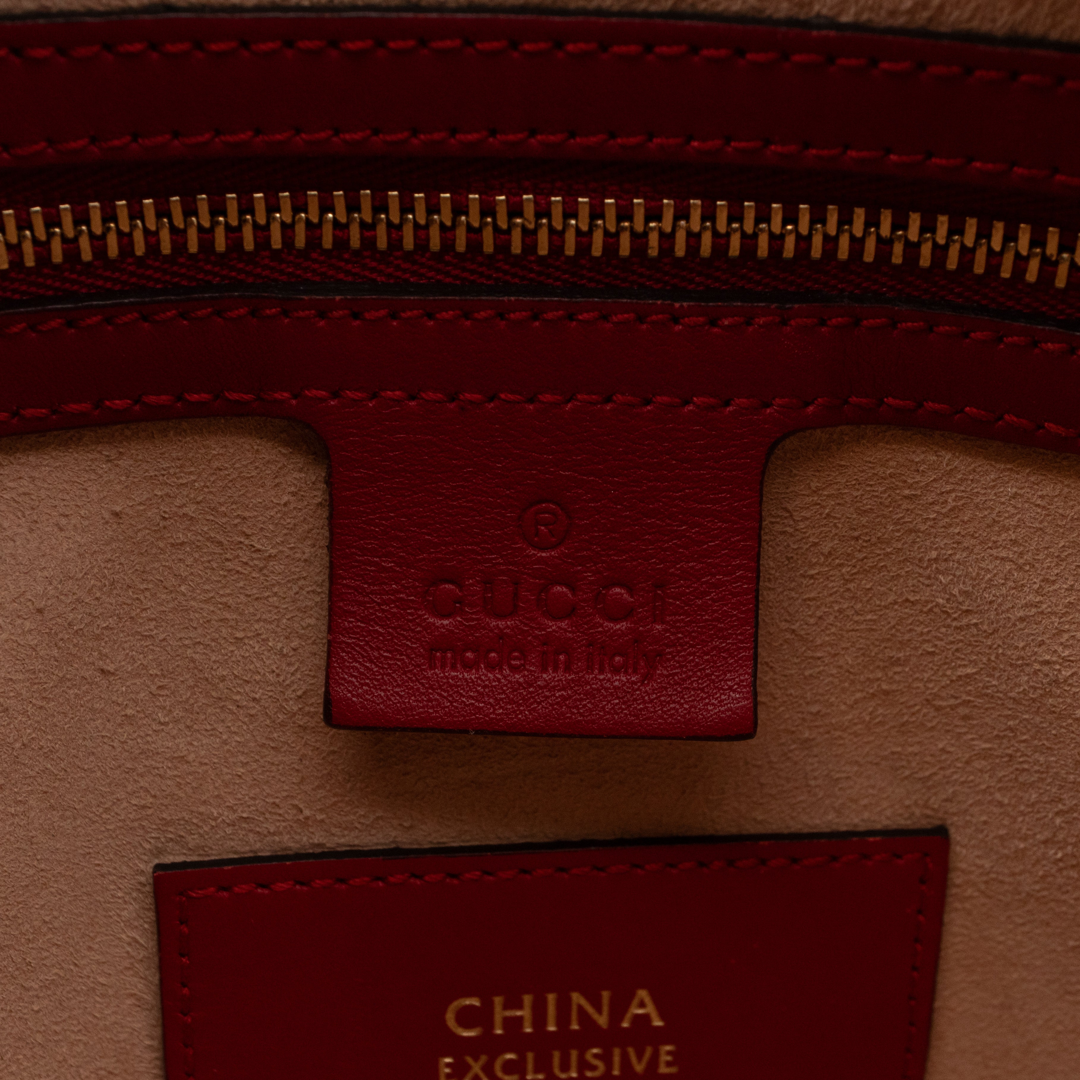 Top Handle Boston Bag GG Supreme Red Embroidered