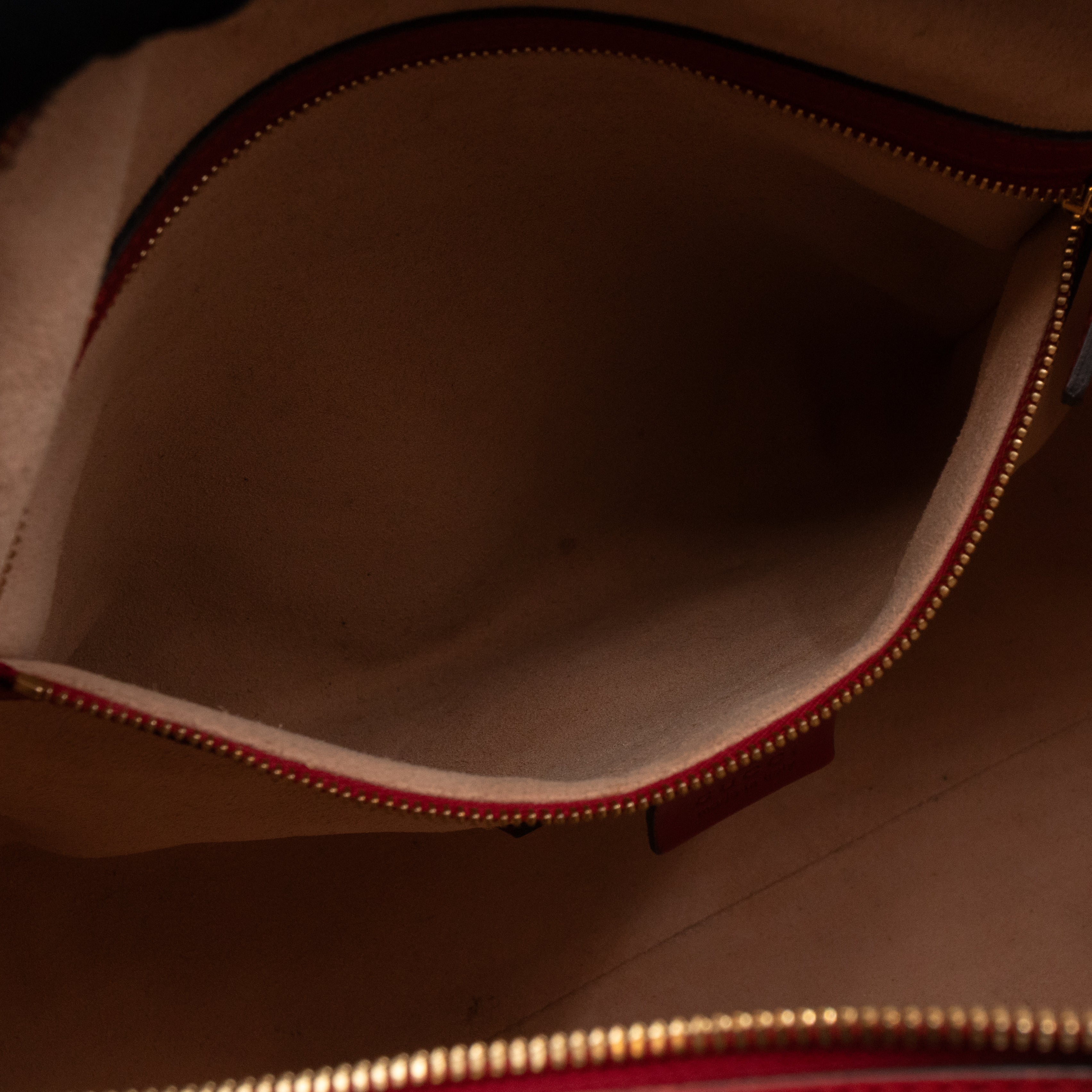 Top Handle Boston Bag GG Supreme Red Embroidered