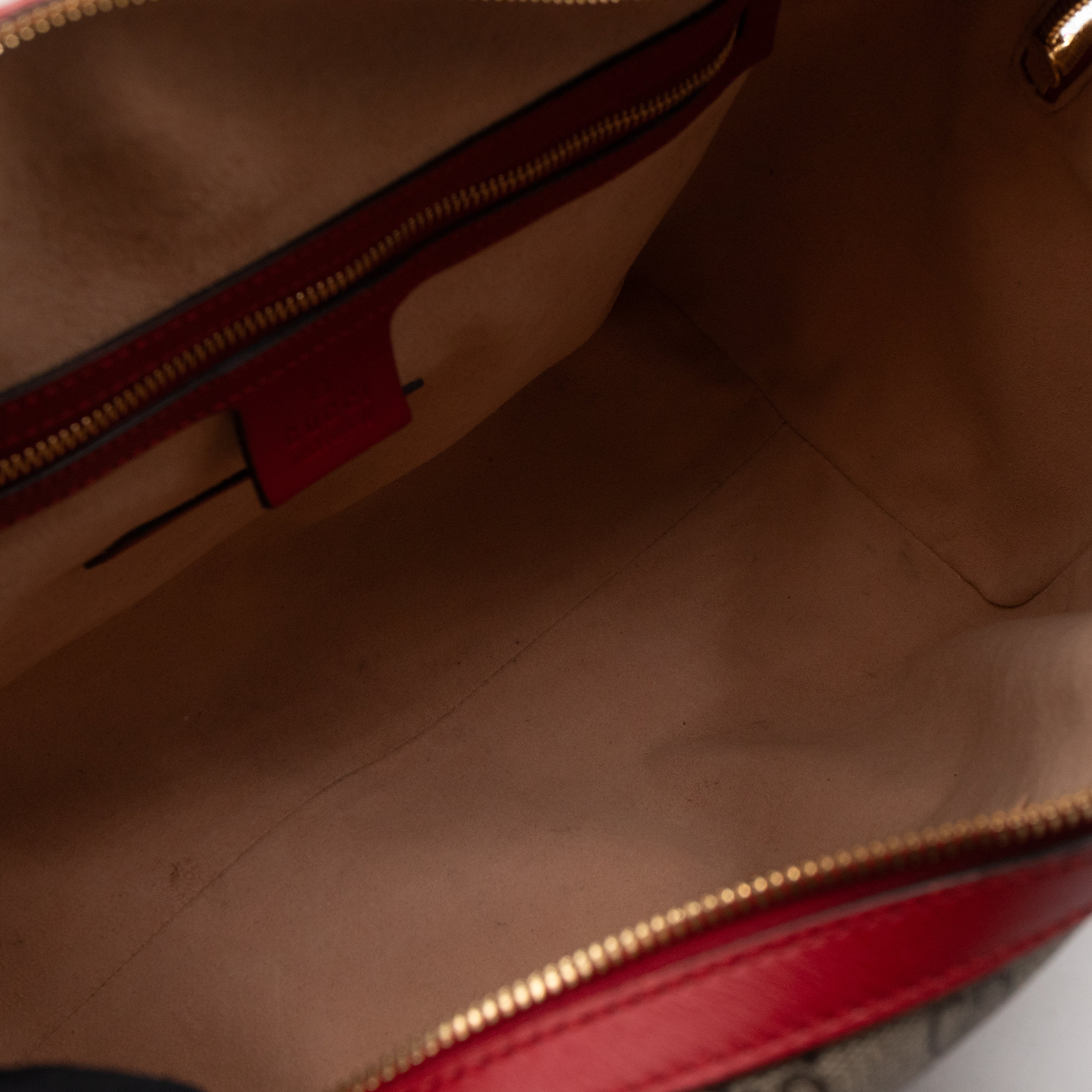 Top Handle Boston Bag GG Supreme Red Embroidered