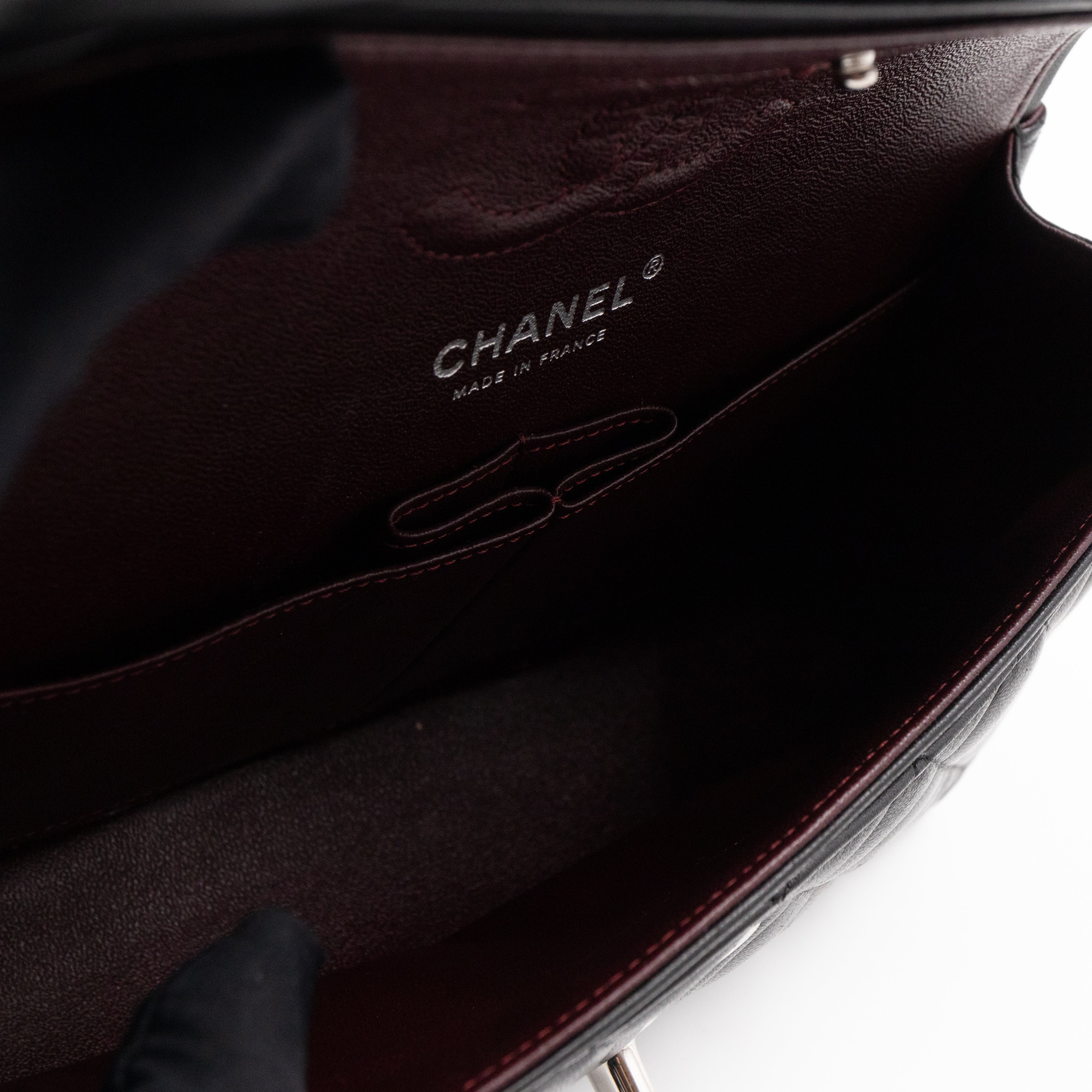 Classic Double Flap Small Black Lambskin Silver