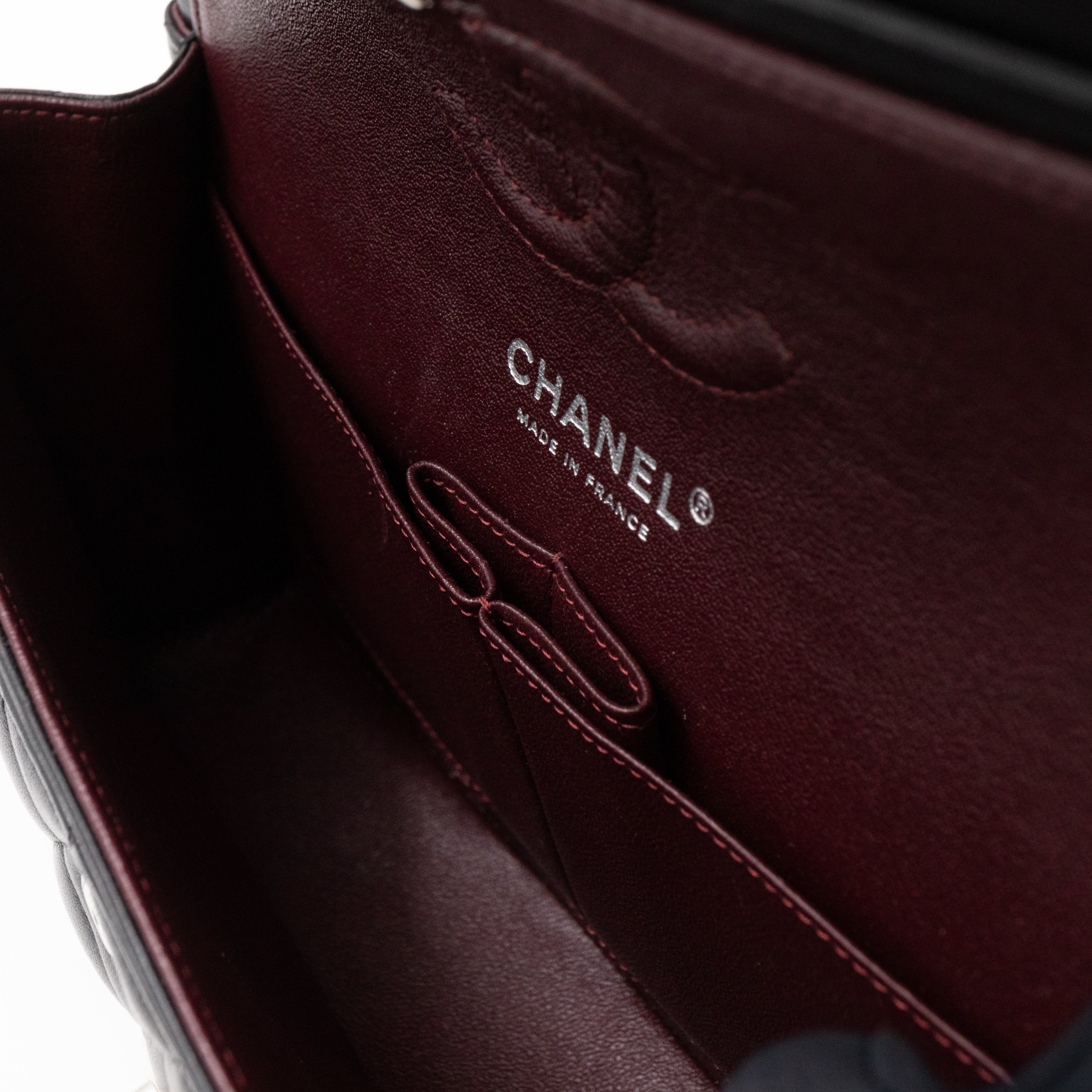 Classic Double Flap Small Black Lambskin Silver