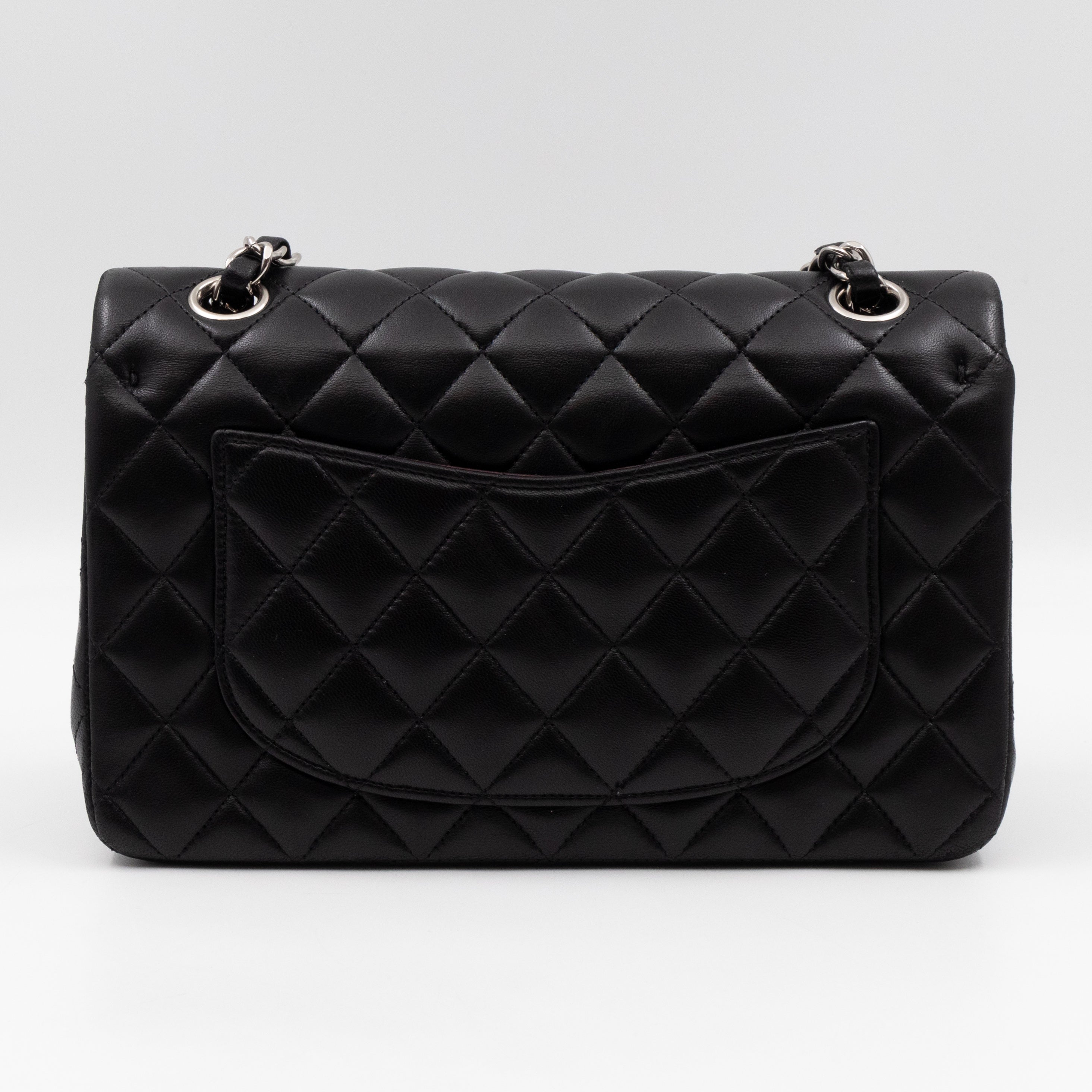 Classic Double Flap Small Black Lambskin Silver