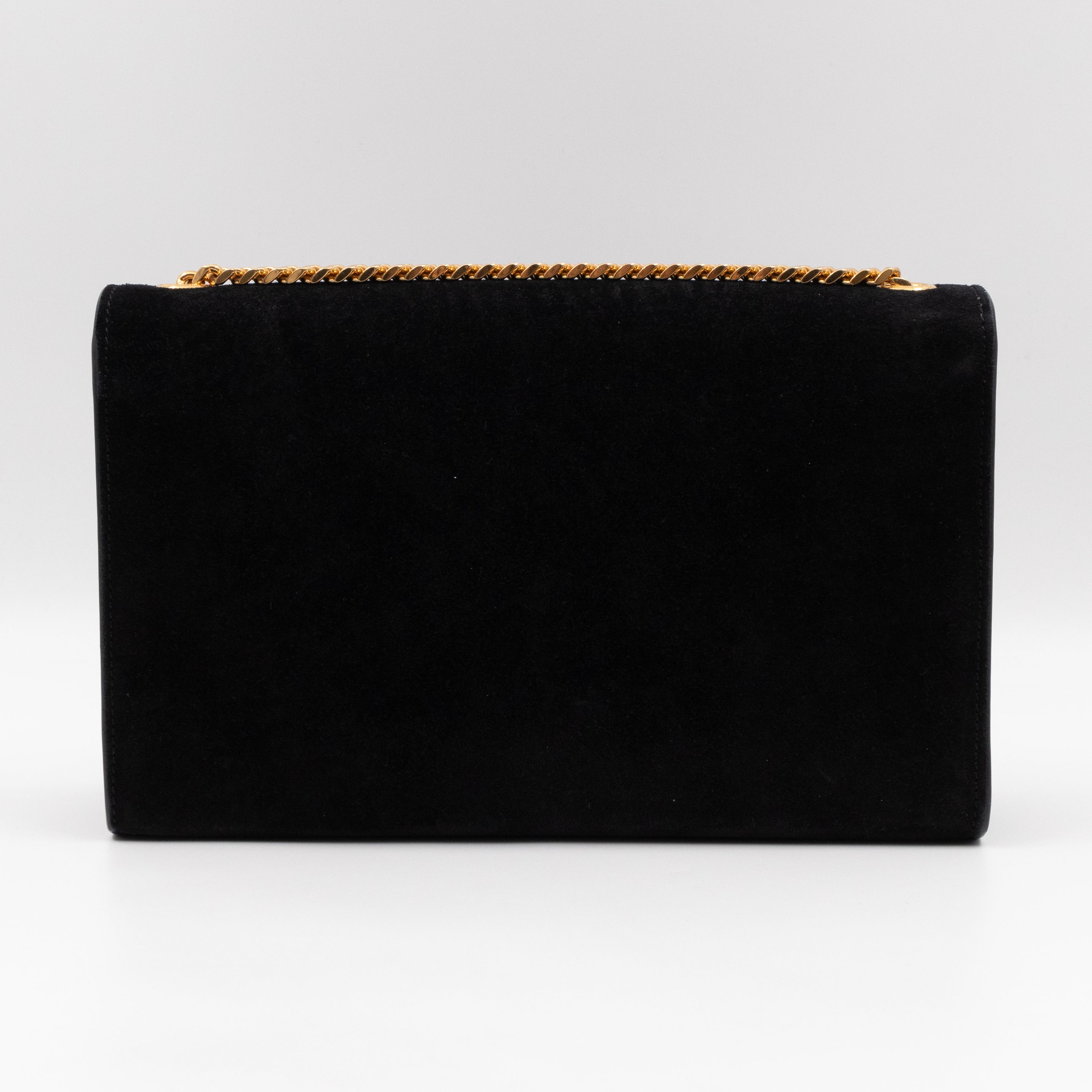 Kate Medium Tassel Black Suede Leather Gold