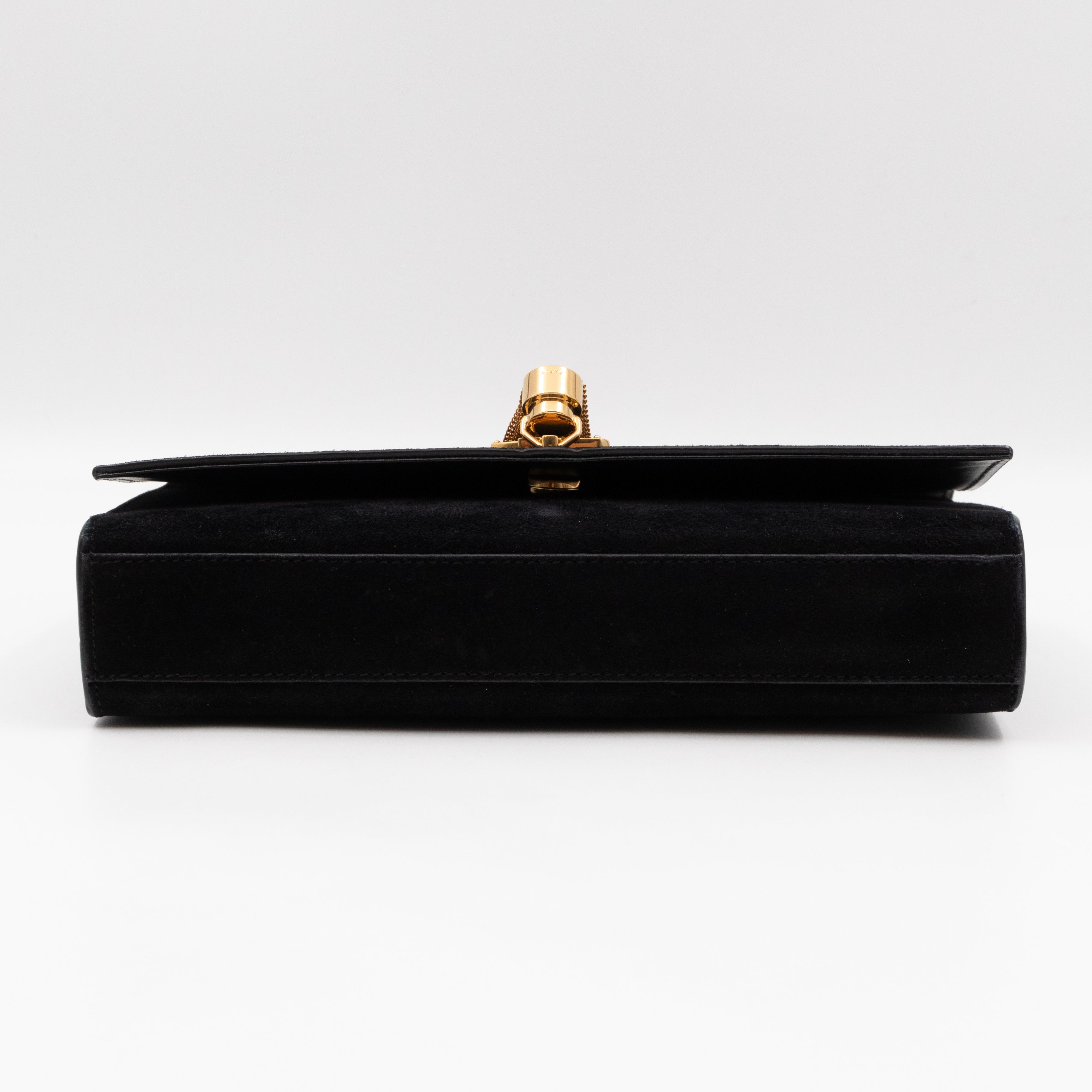 Kate Medium Tassel Black Suede Leather Gold