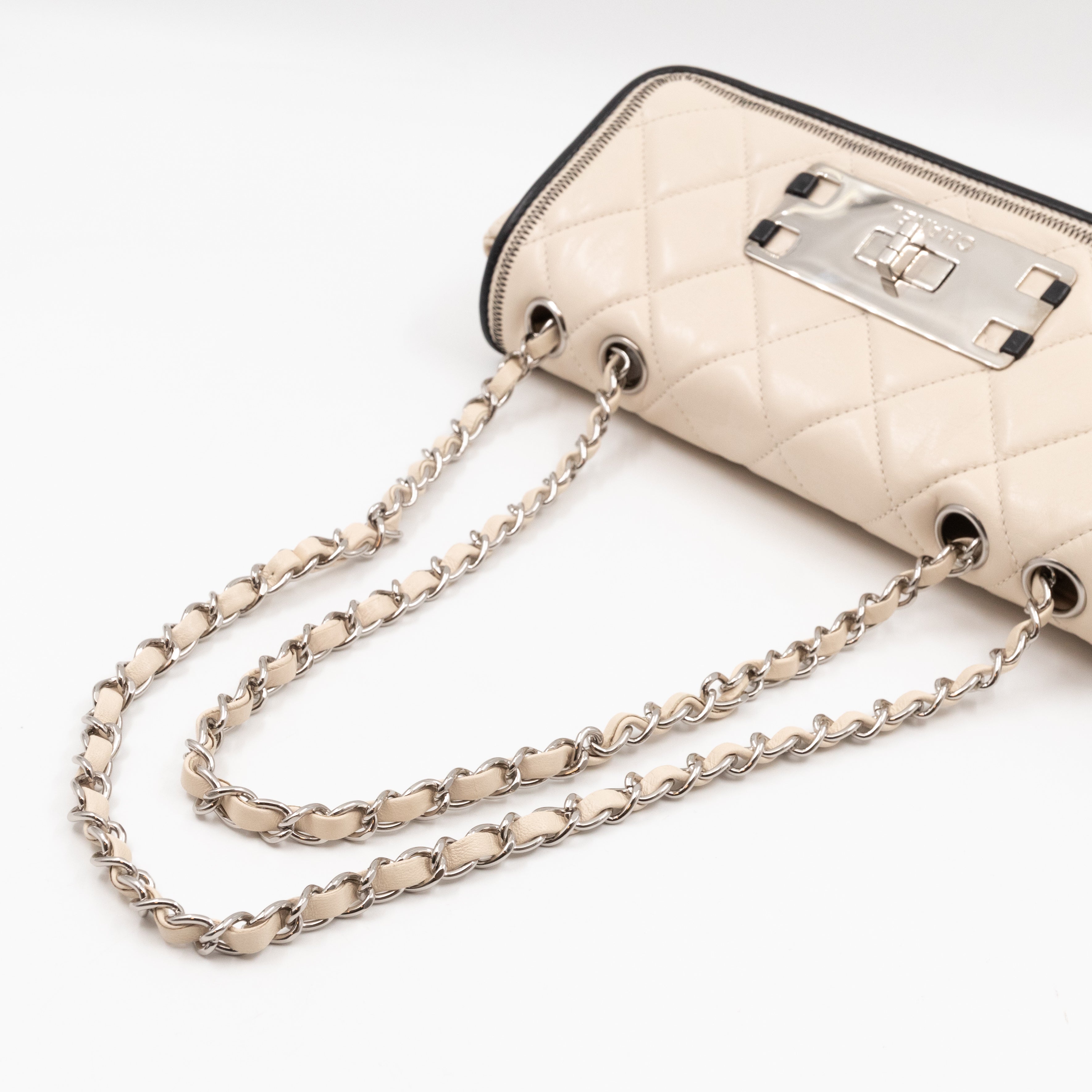 East West Mademoiselle Flap Bag White Leather