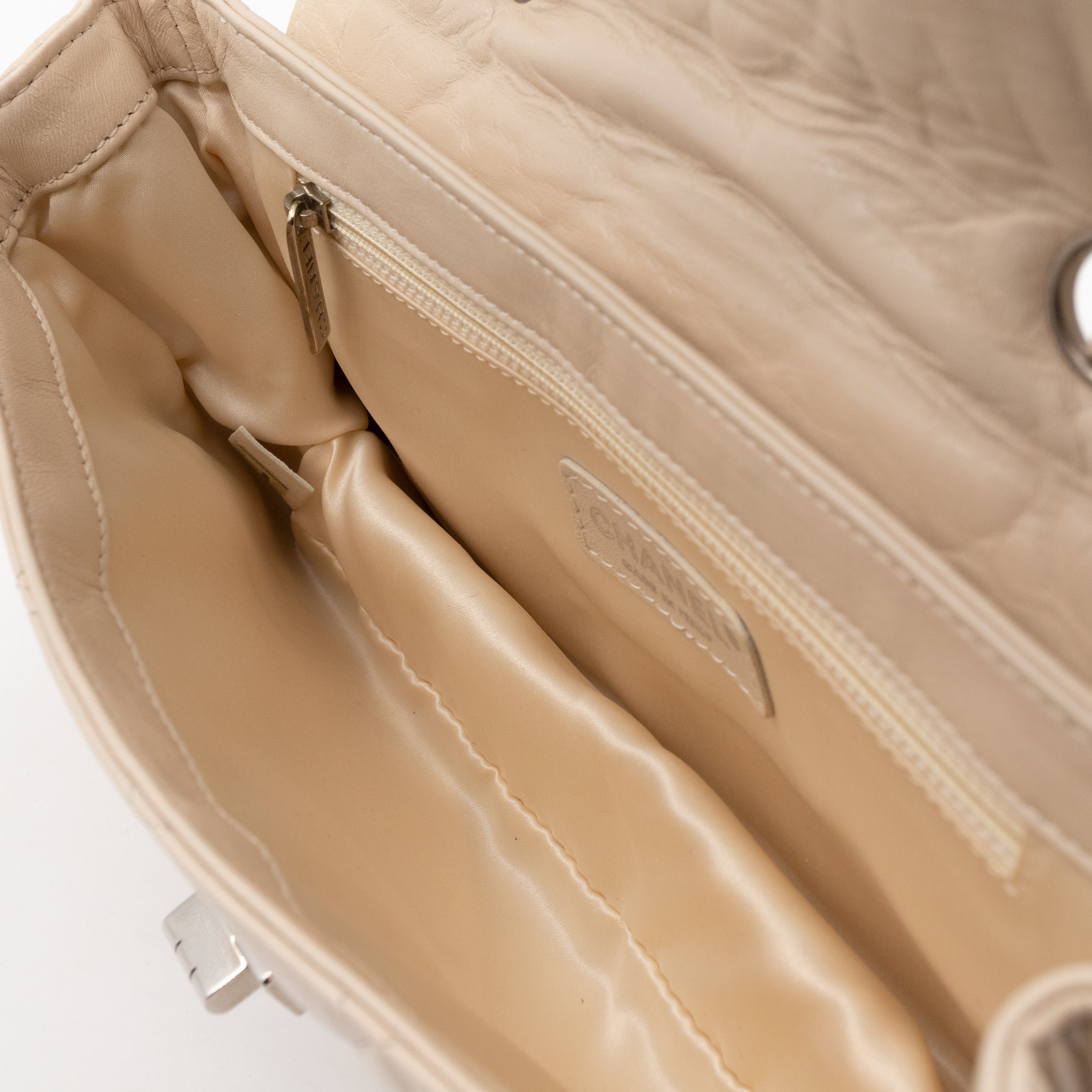 East West Mademoiselle Flap Bag White Leather