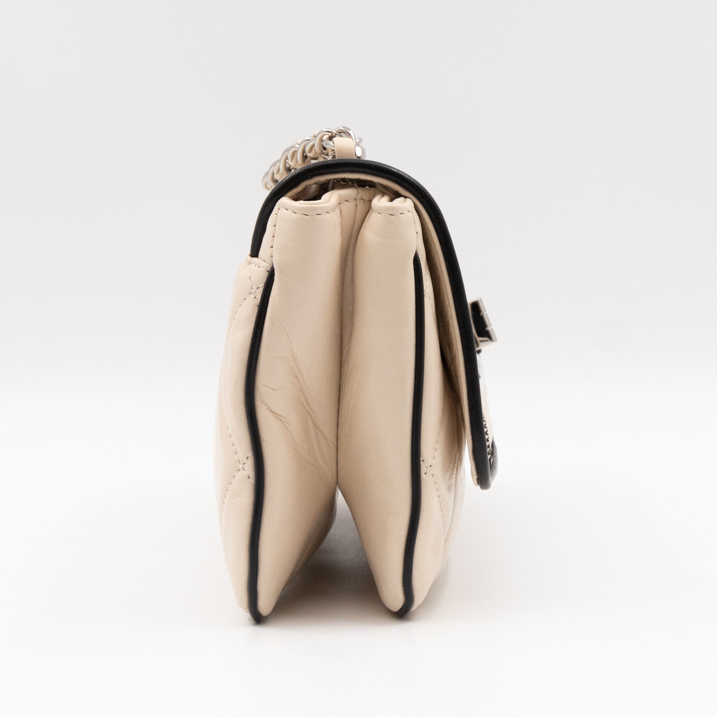 East West Mademoiselle Flap Bag White Leather