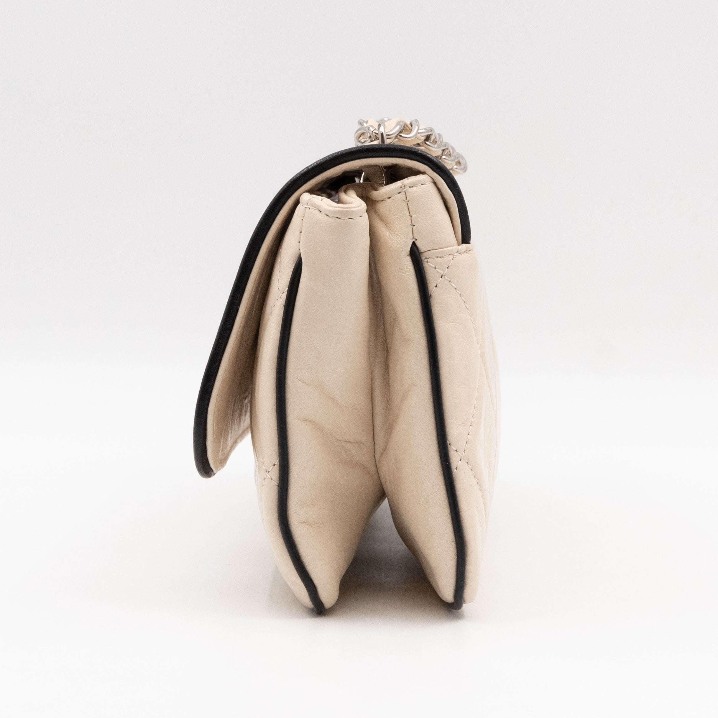 East West Mademoiselle Flap Bag White Leather