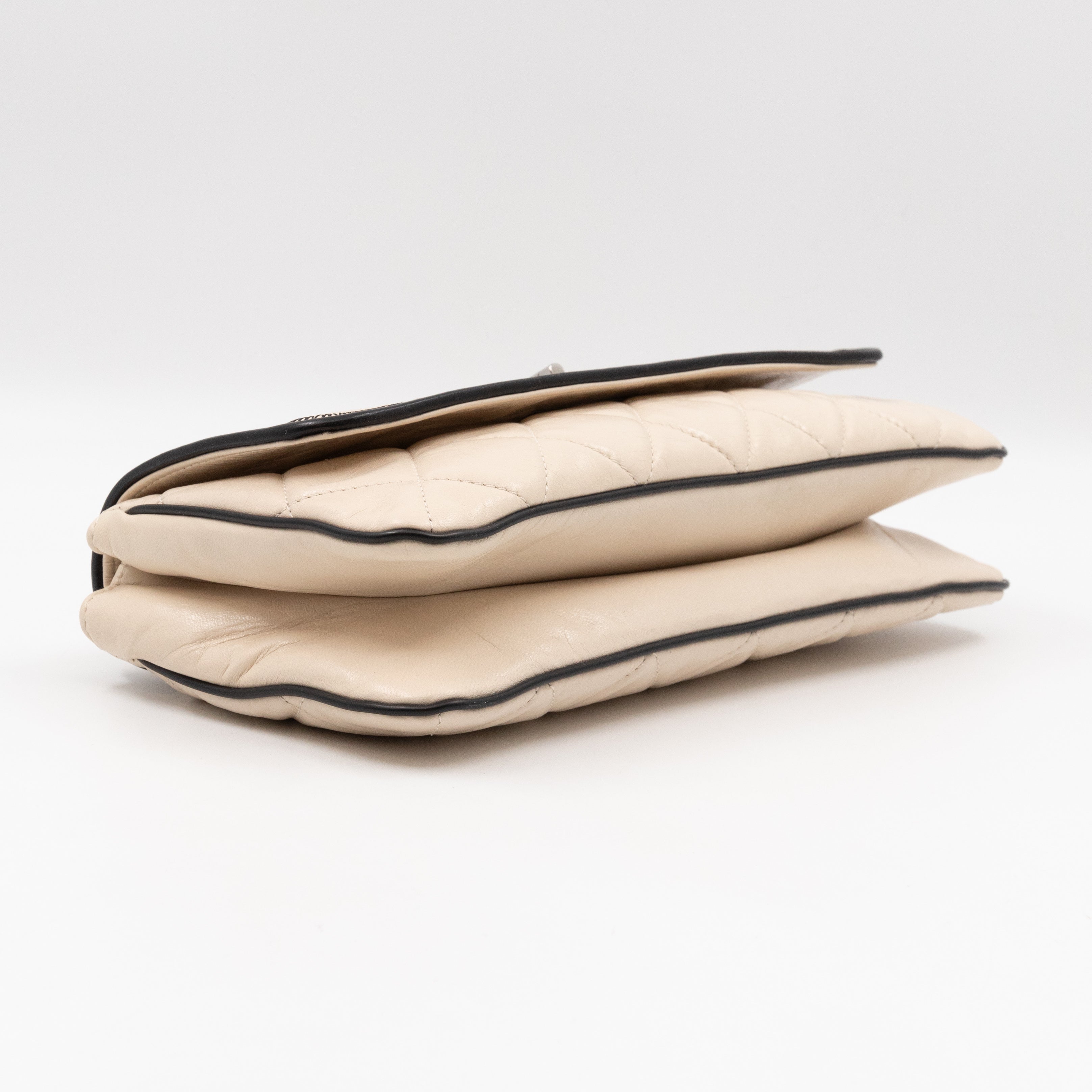 East West Mademoiselle Flap Bag White Leather