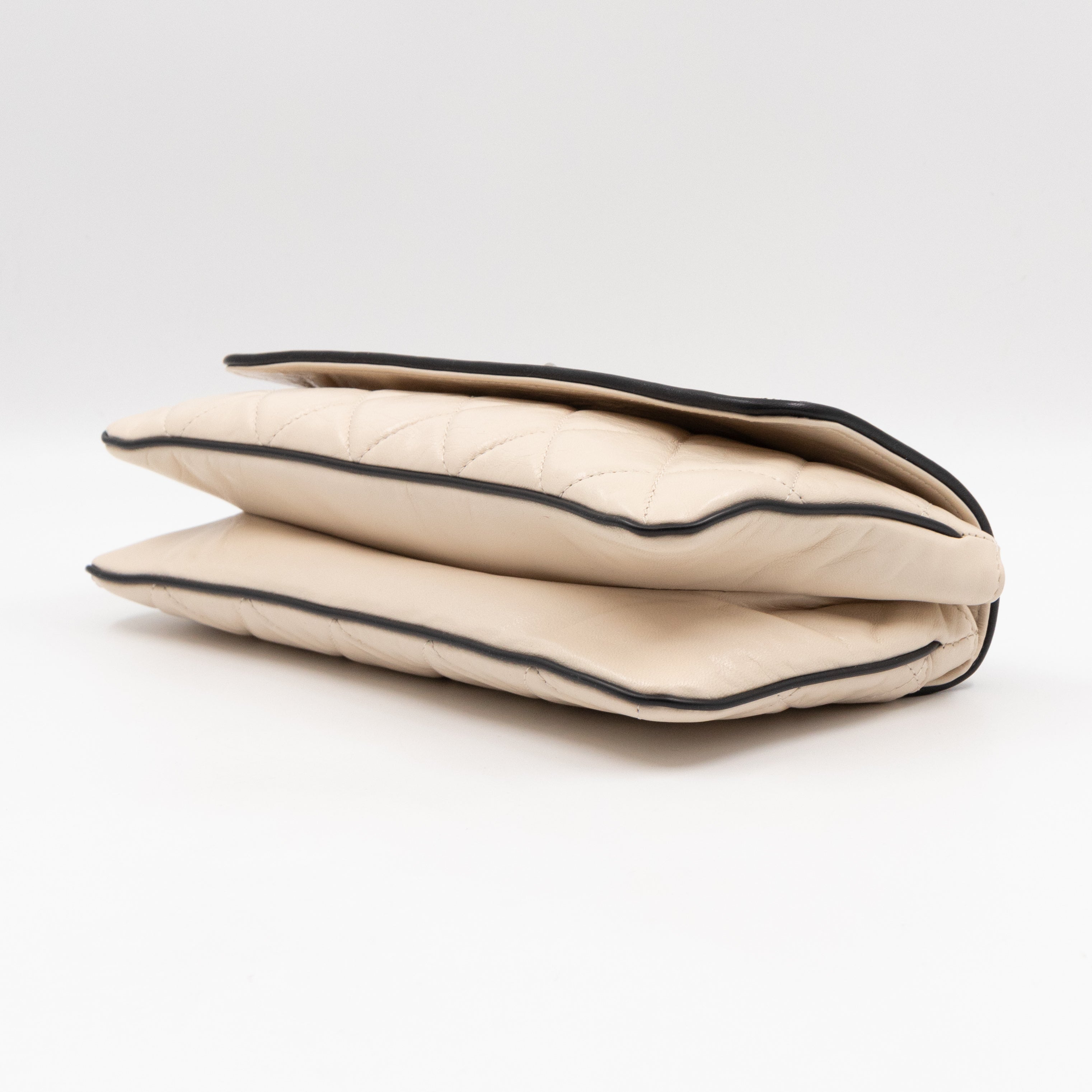 East West Mademoiselle Flap Bag White Leather