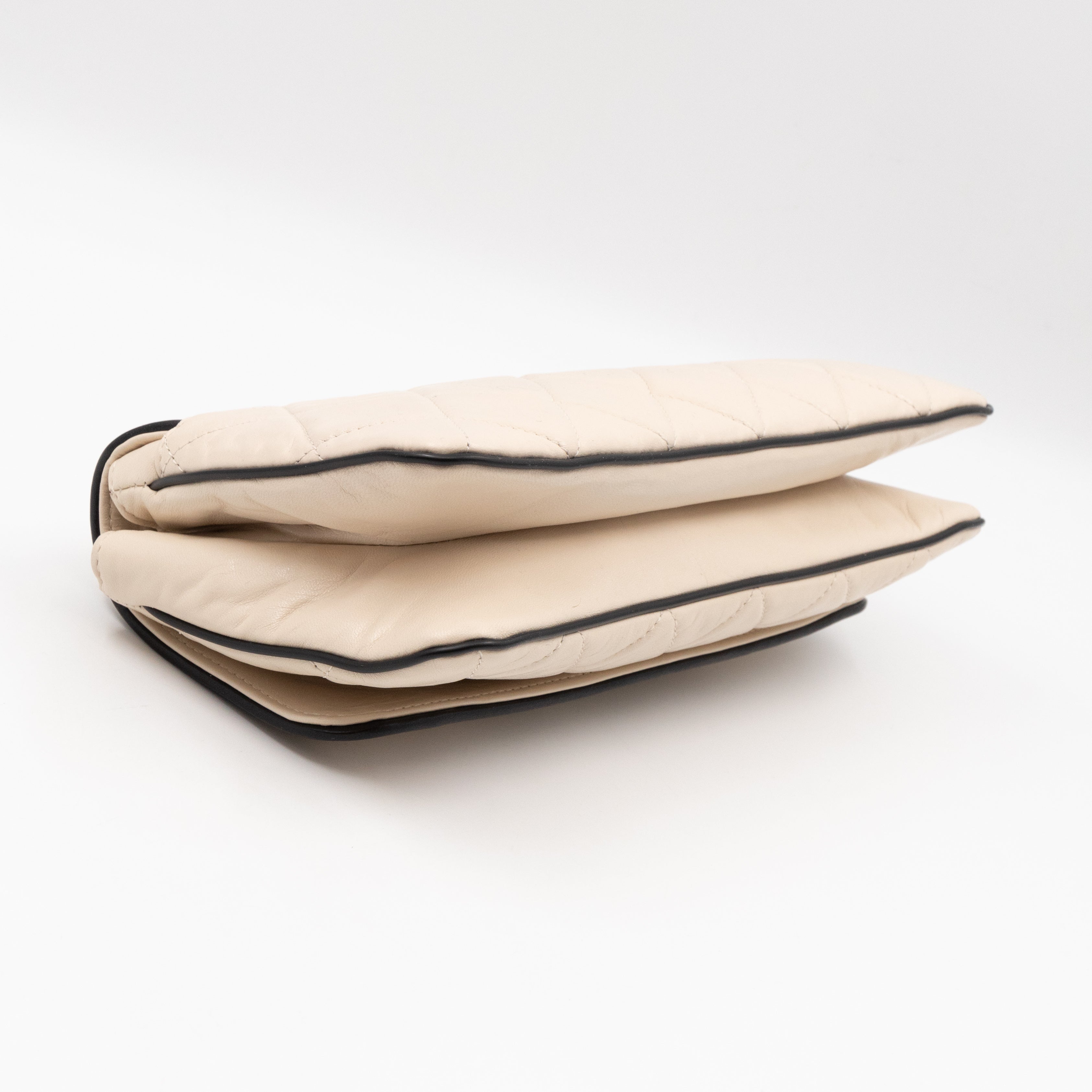 East West Mademoiselle Flap Bag White Leather