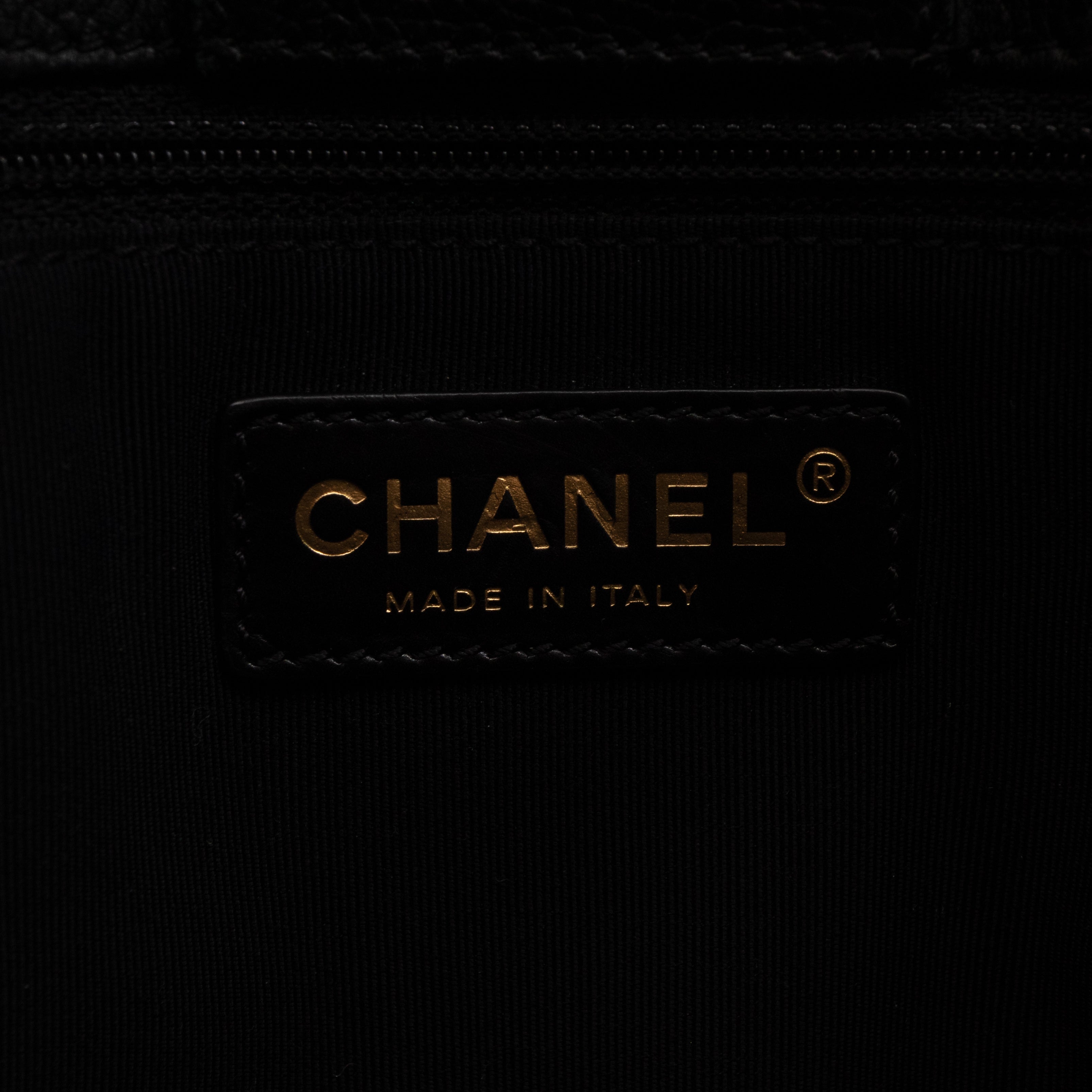 Tall Cerf Tote Black Leather Gold