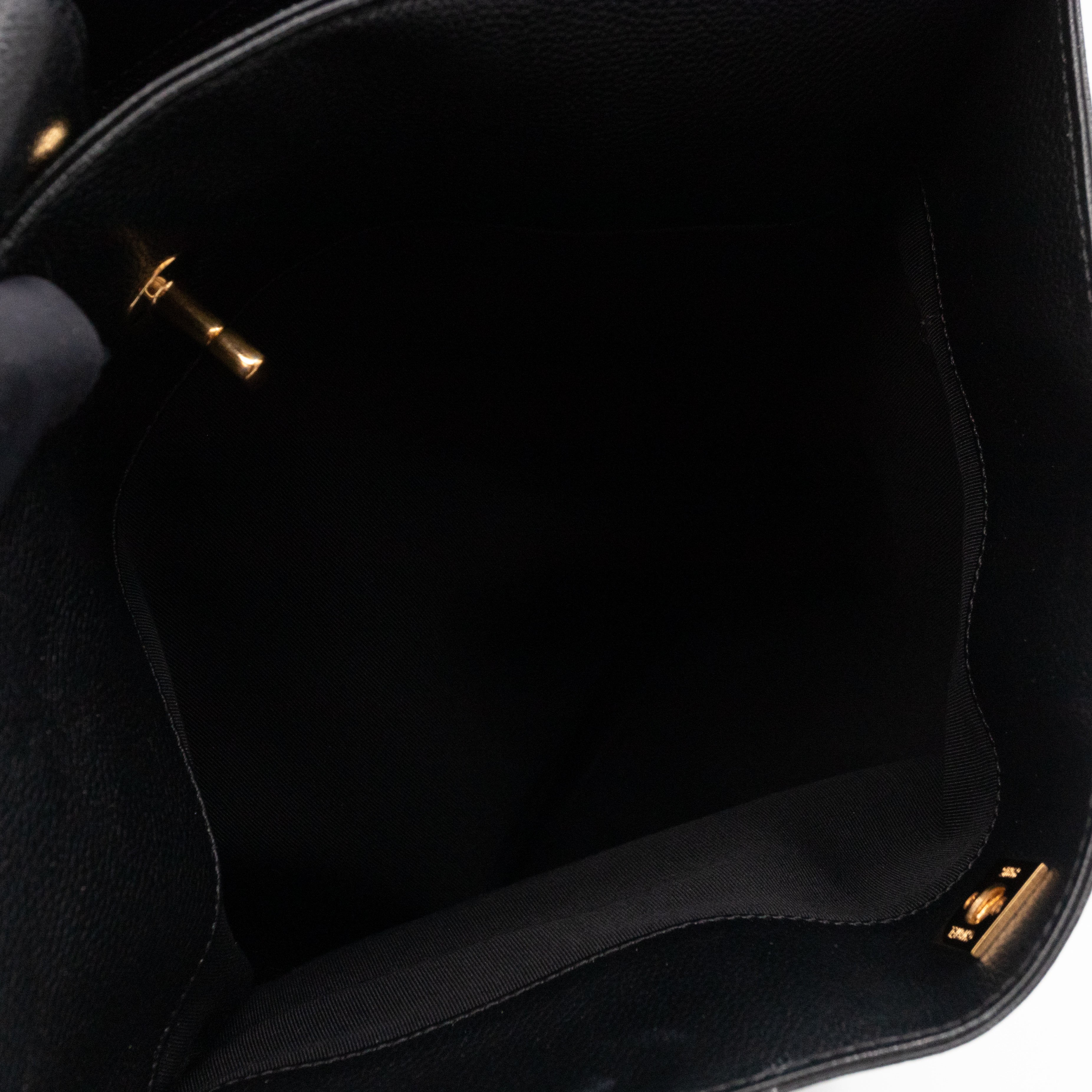 Tall Cerf Tote Black Leather Gold