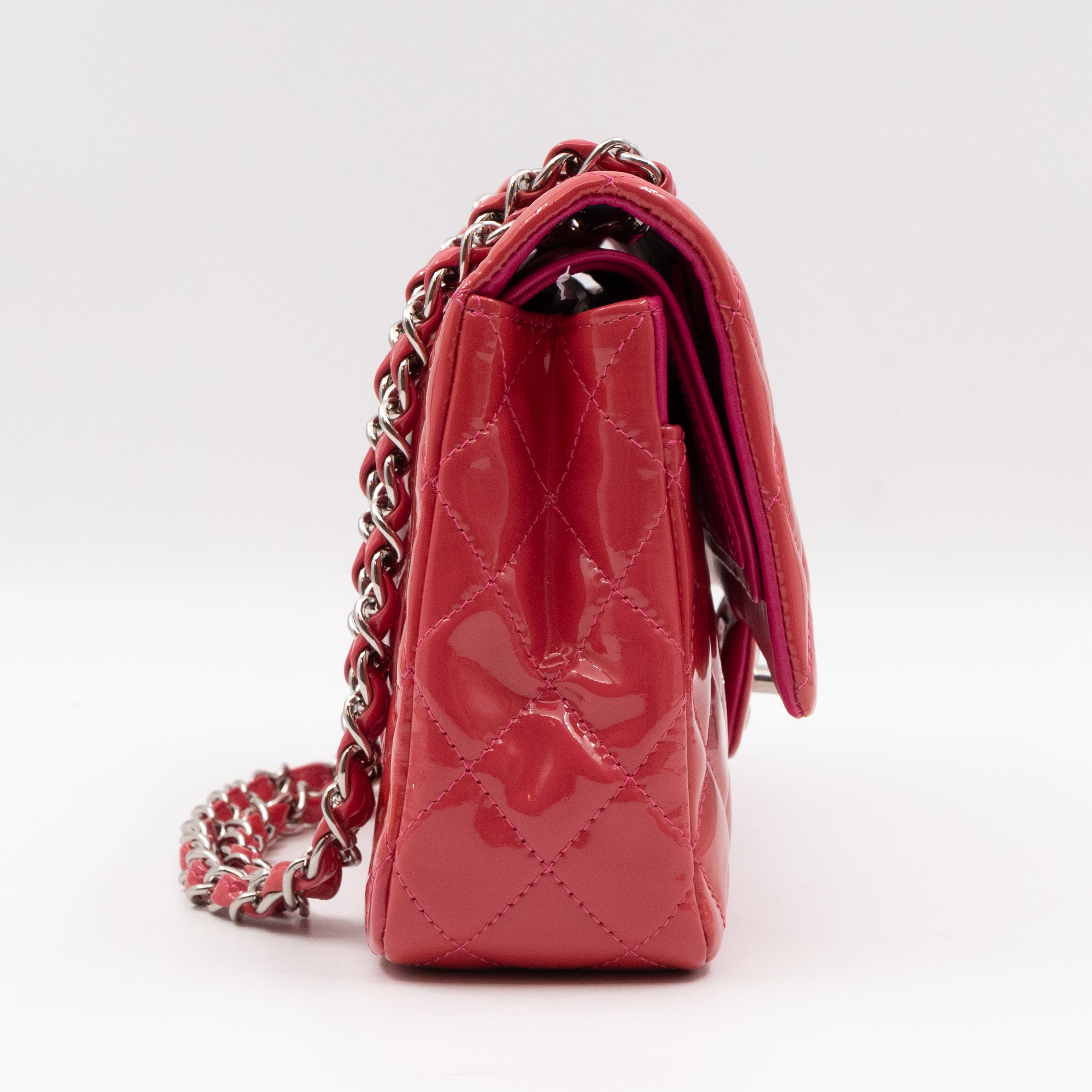 Classic Double Flap Medium Pink Patent Leather